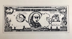 Serigrafía de arte pop de los años 60: billete de 108 $ sobre la inflación, firmada a mano y numerada
