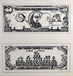 Serigrafía de arte pop de los años 60: billete de 108 $ sobre la inflación, firmada a mano y numerada