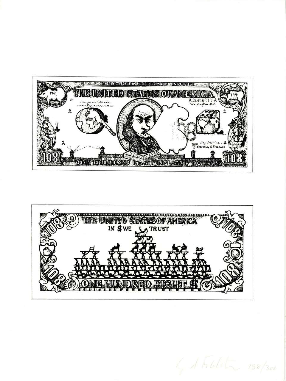One Hundred and Eight Inflated Dollars, Sonnabend & Castelli Collection Signed/N
