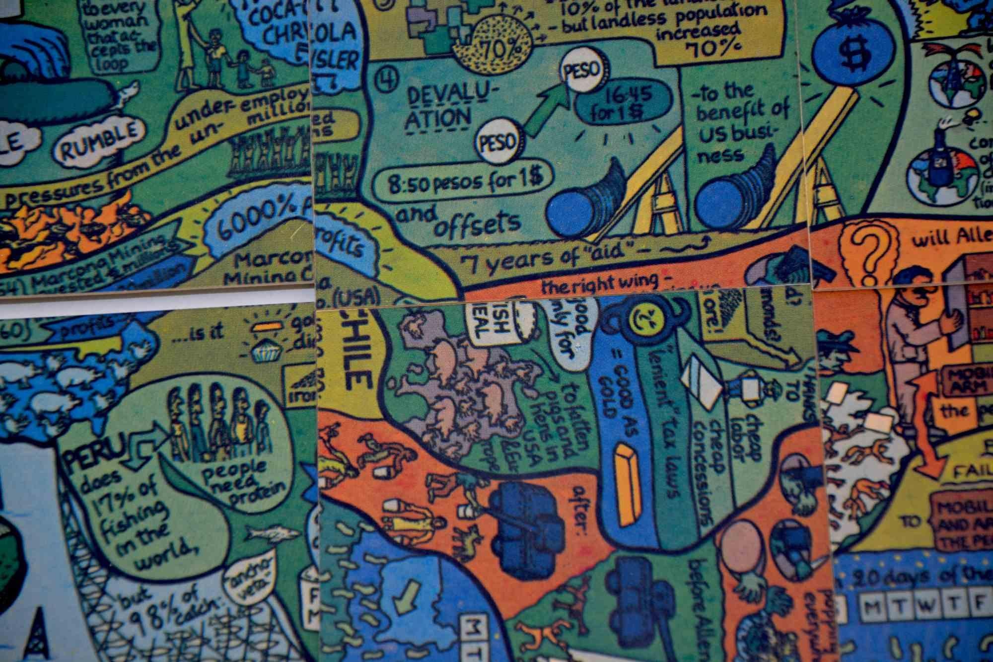 Section of World Map - Original Silkscreen by Öyvind Fahlström - 1973 - Print by Oyvind Fahlstrom