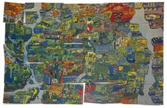 Section of World Map - Original Silkscreen by Öyvind Fahlström - 1973