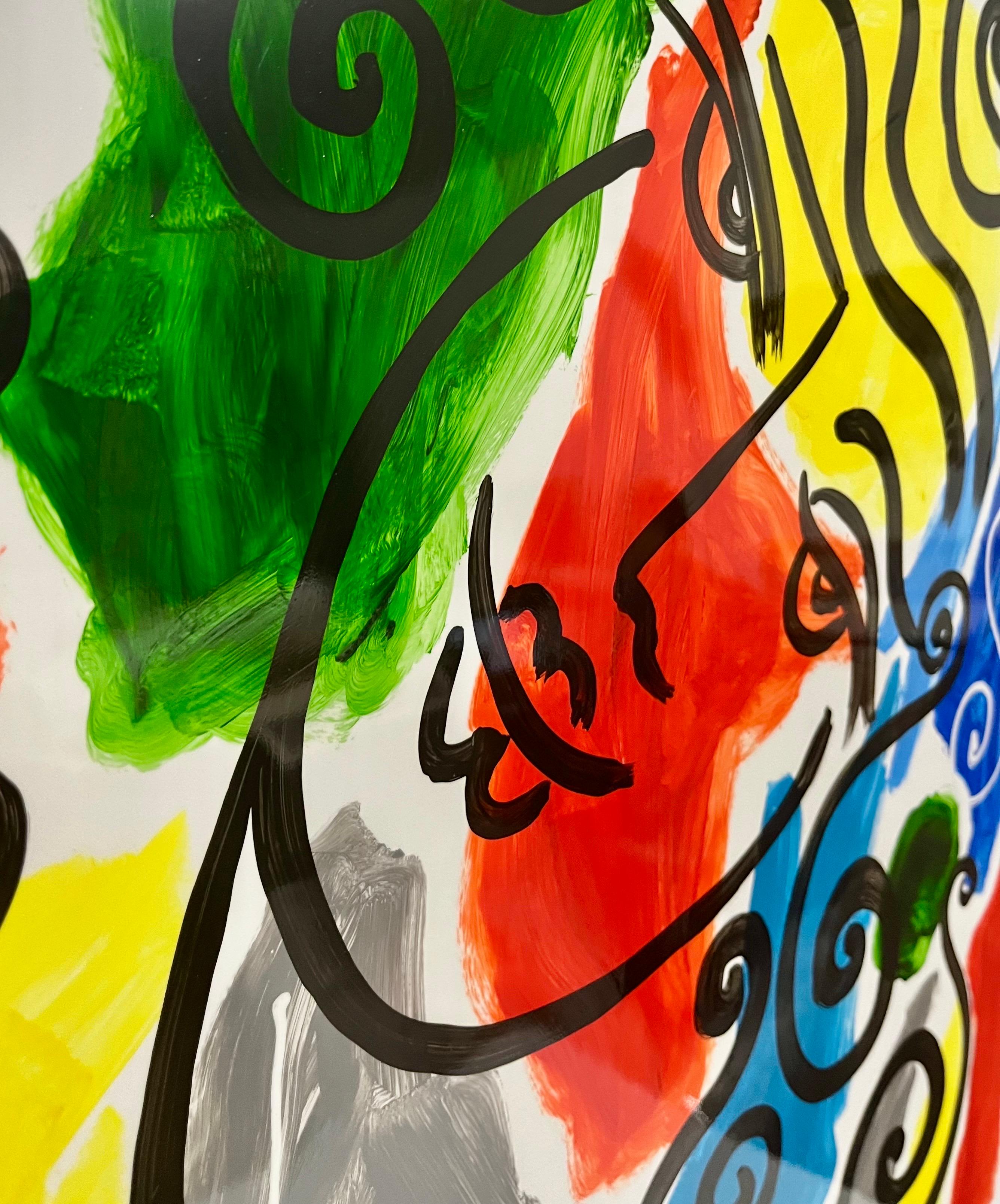 Original Oz El Hai Israeli Pop Art Vibrant Lacquer Enamel Painting Colorful Love en venta 2