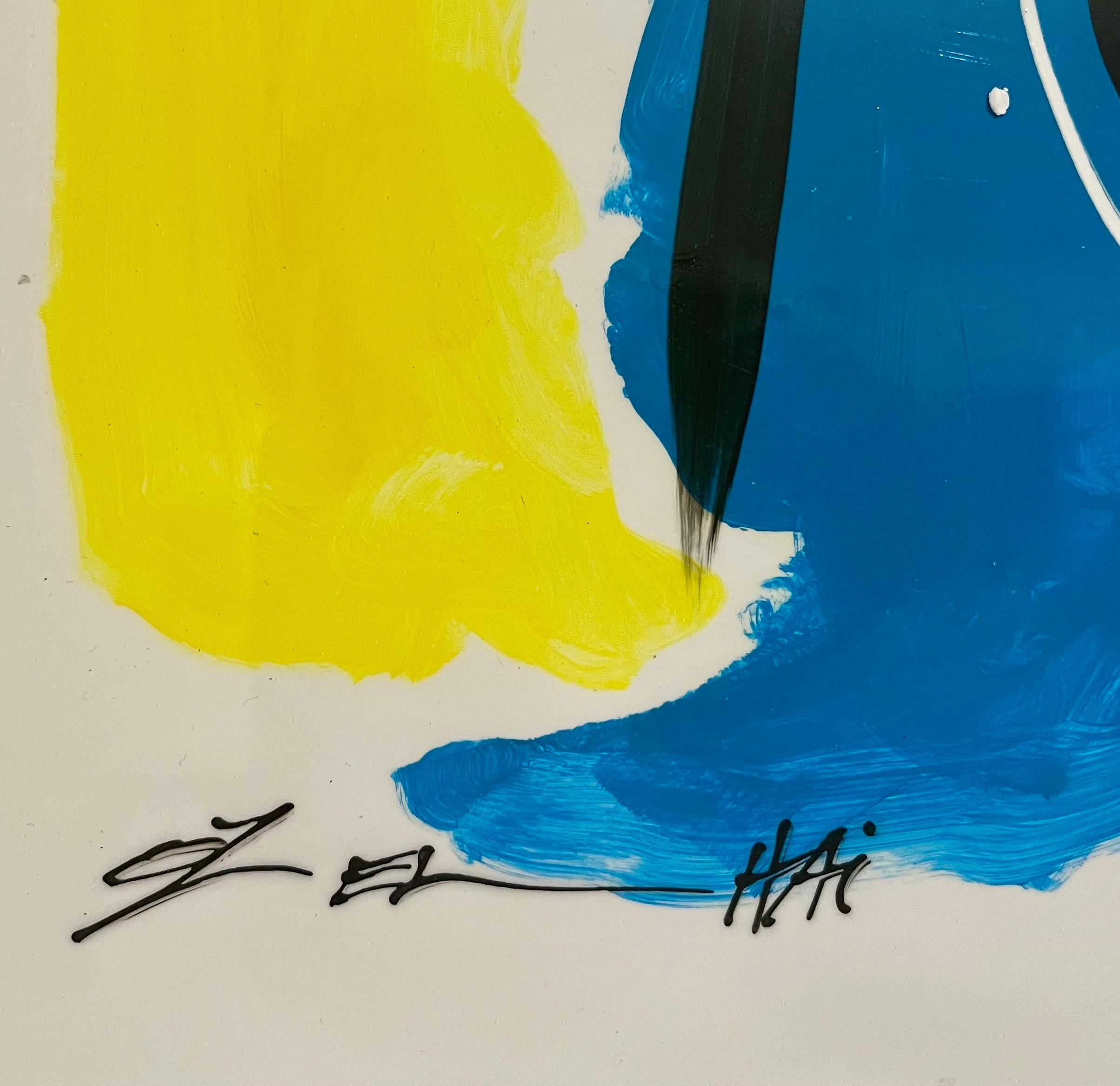 Original Oz El Hai Israeli Pop Art Vibrant Lacquer Enamel Painting Colorful Love en venta 5