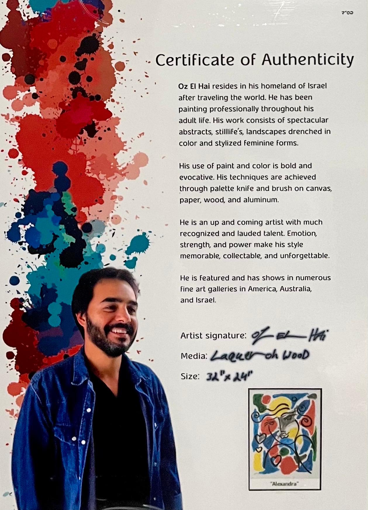 Original Oz El Hai Israeli Pop Art Vibrant Lacquer Enamel Painting Colorful Love en venta 8