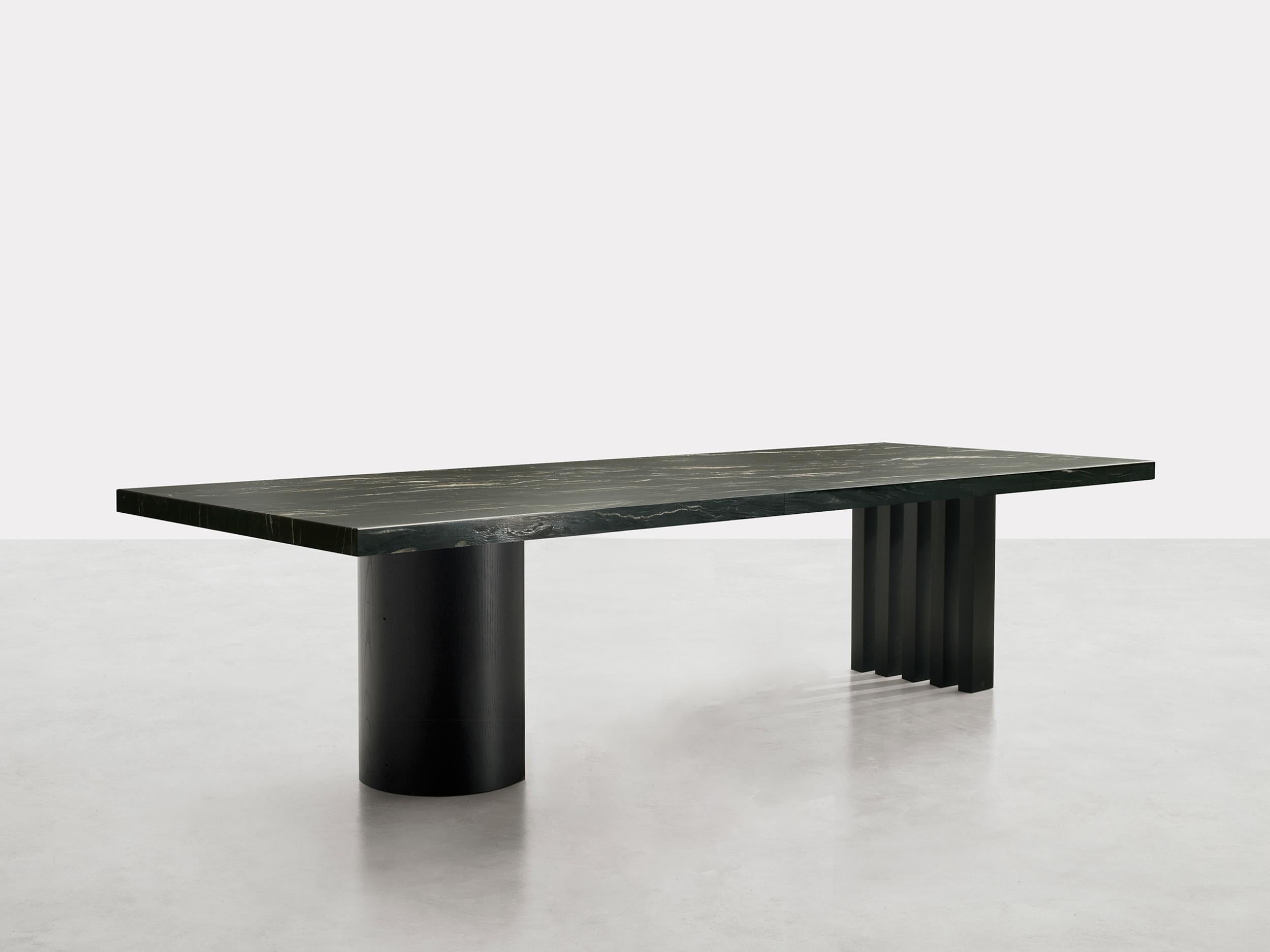 Moderno Ozark, rectangular table, Belvedere marble, Black Ash, Dainelli for Somaschini in vendita
