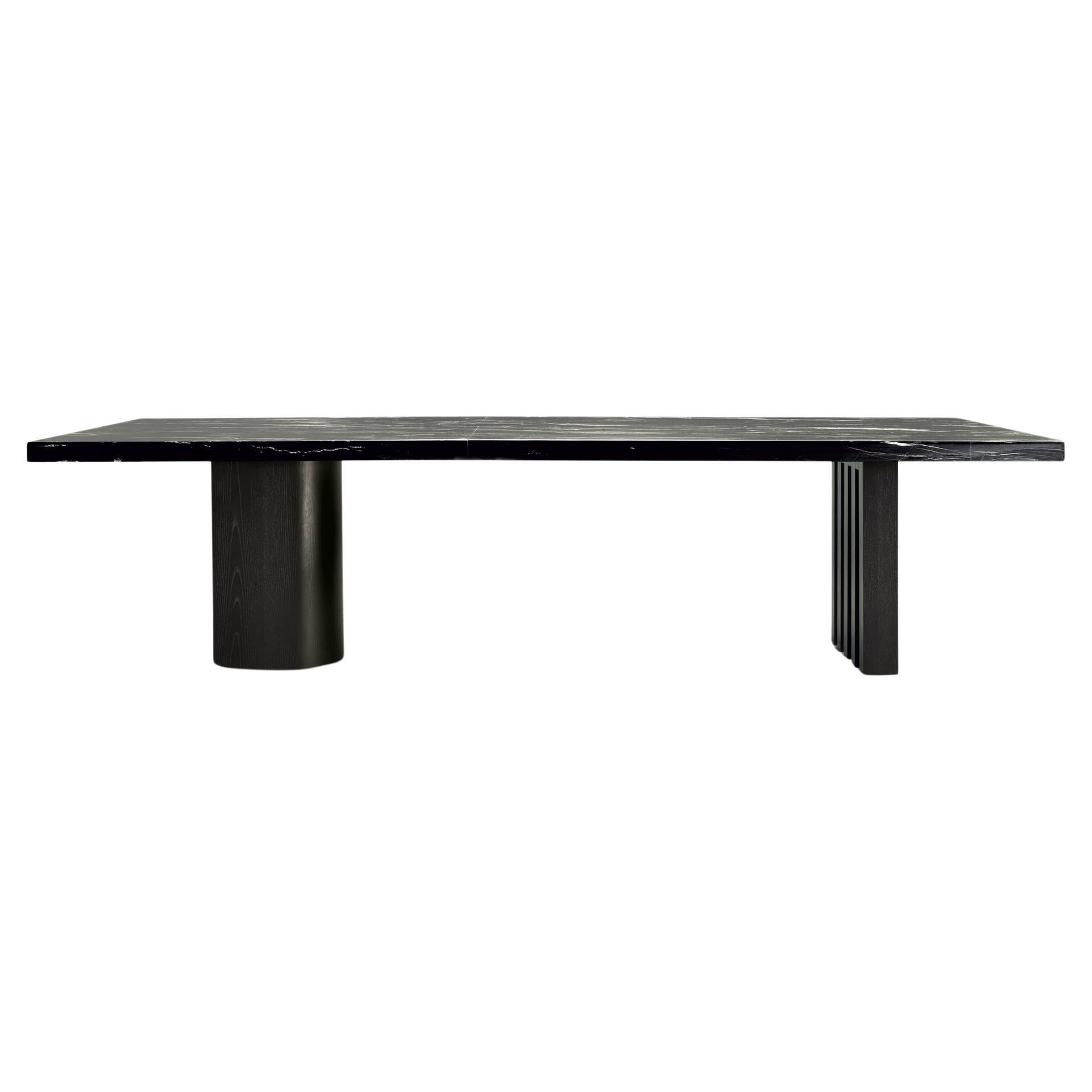 Ozark, rectangular table, Belvedere marble, Black Ash, Dainelli for Somaschini