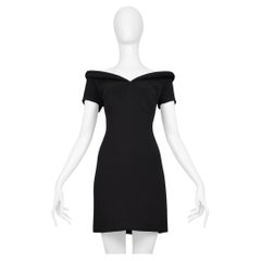 Ozbek Black Futuristic Mini Dress With Padded Neckline