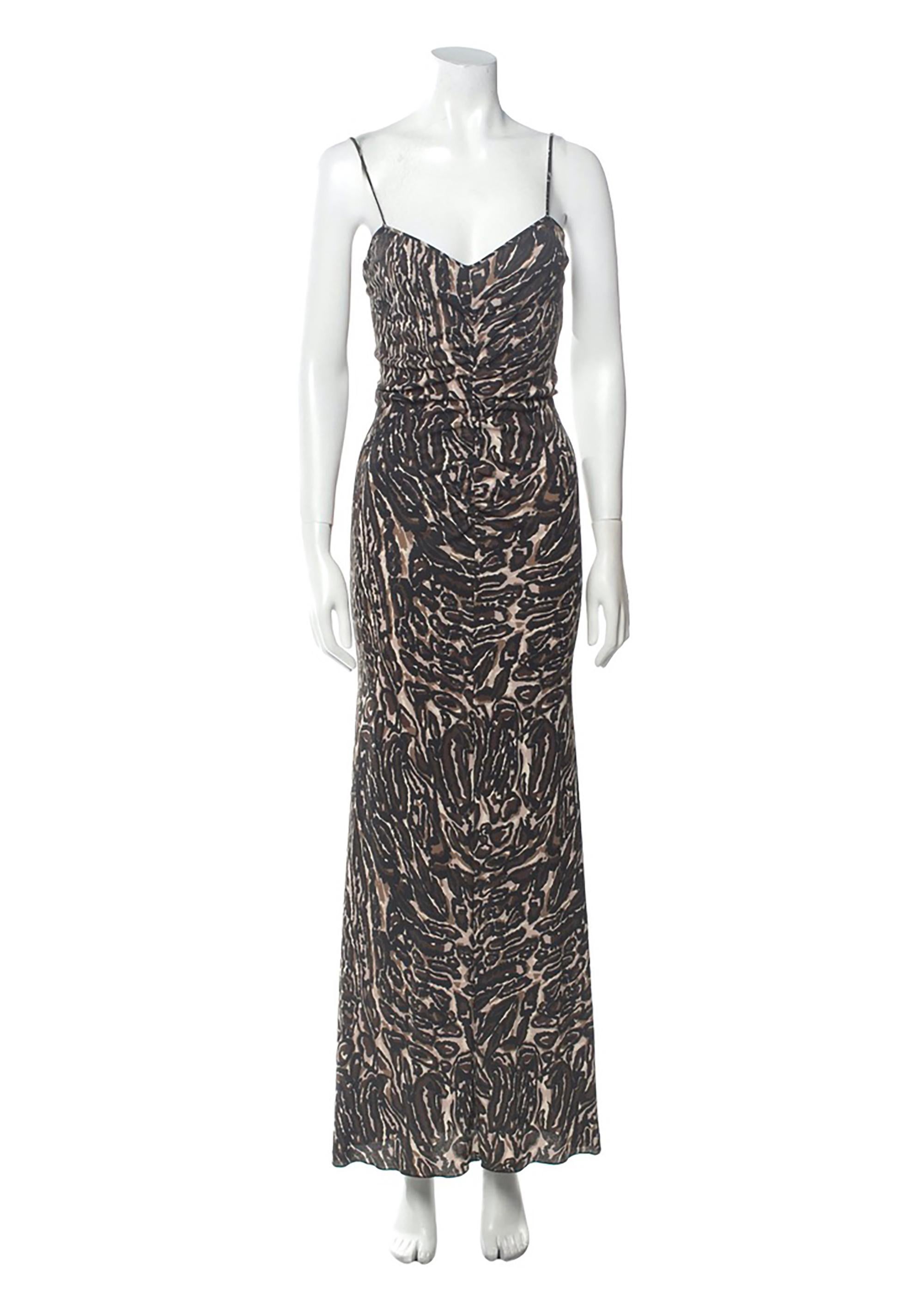Ozbek Printed Slip Dress In Excellent Condition For Sale In Austin, TX