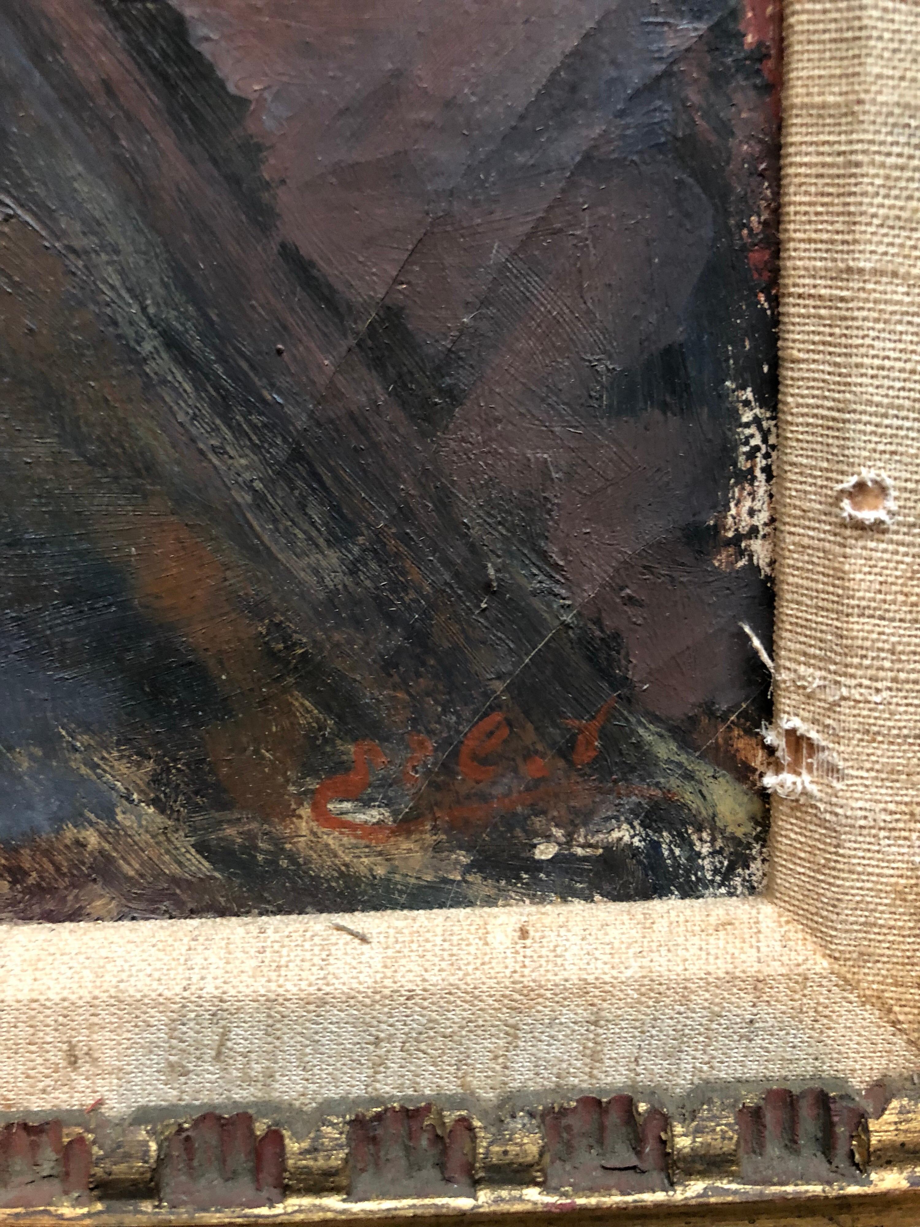 Judaica Pintura al Óleo 1945 Palestina Viejo Hombre Judío Artista Polaco Israelí en venta 2
