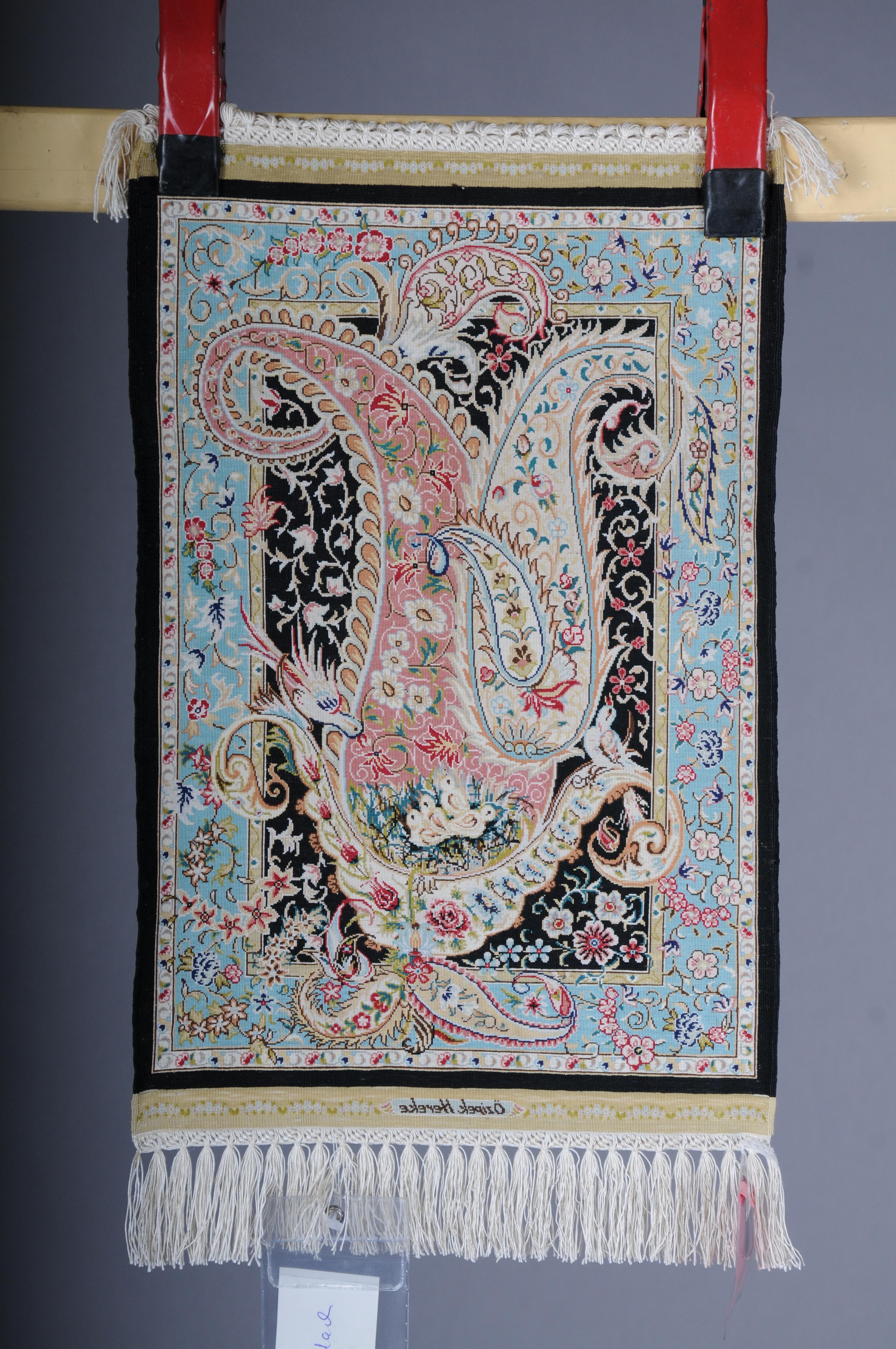 Ozipek silk carpet/tapestry Hereke signed, 20th Century 4