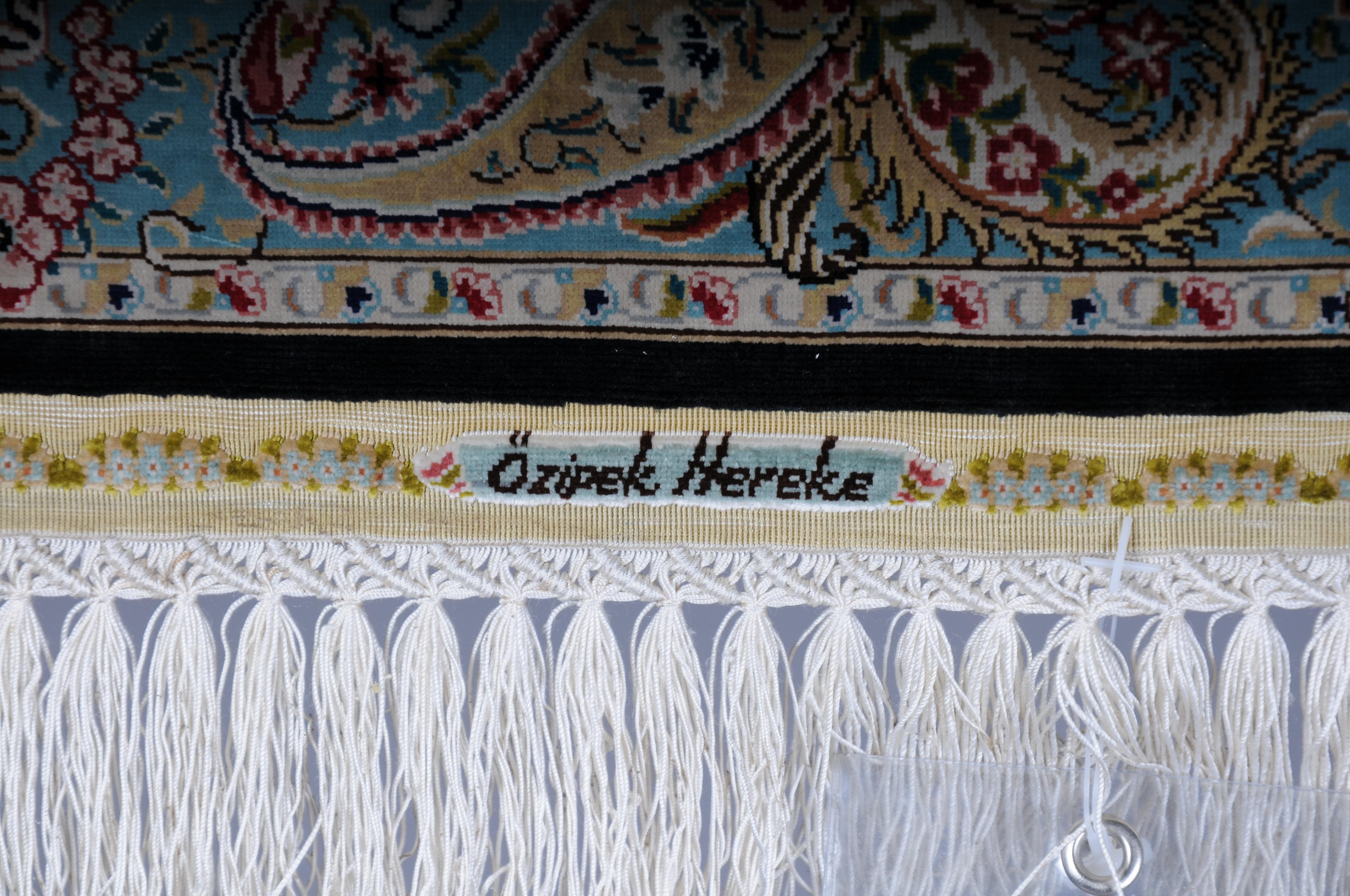 Ozipek silk carpet/tapestry Hereke signed, 20th Century 1