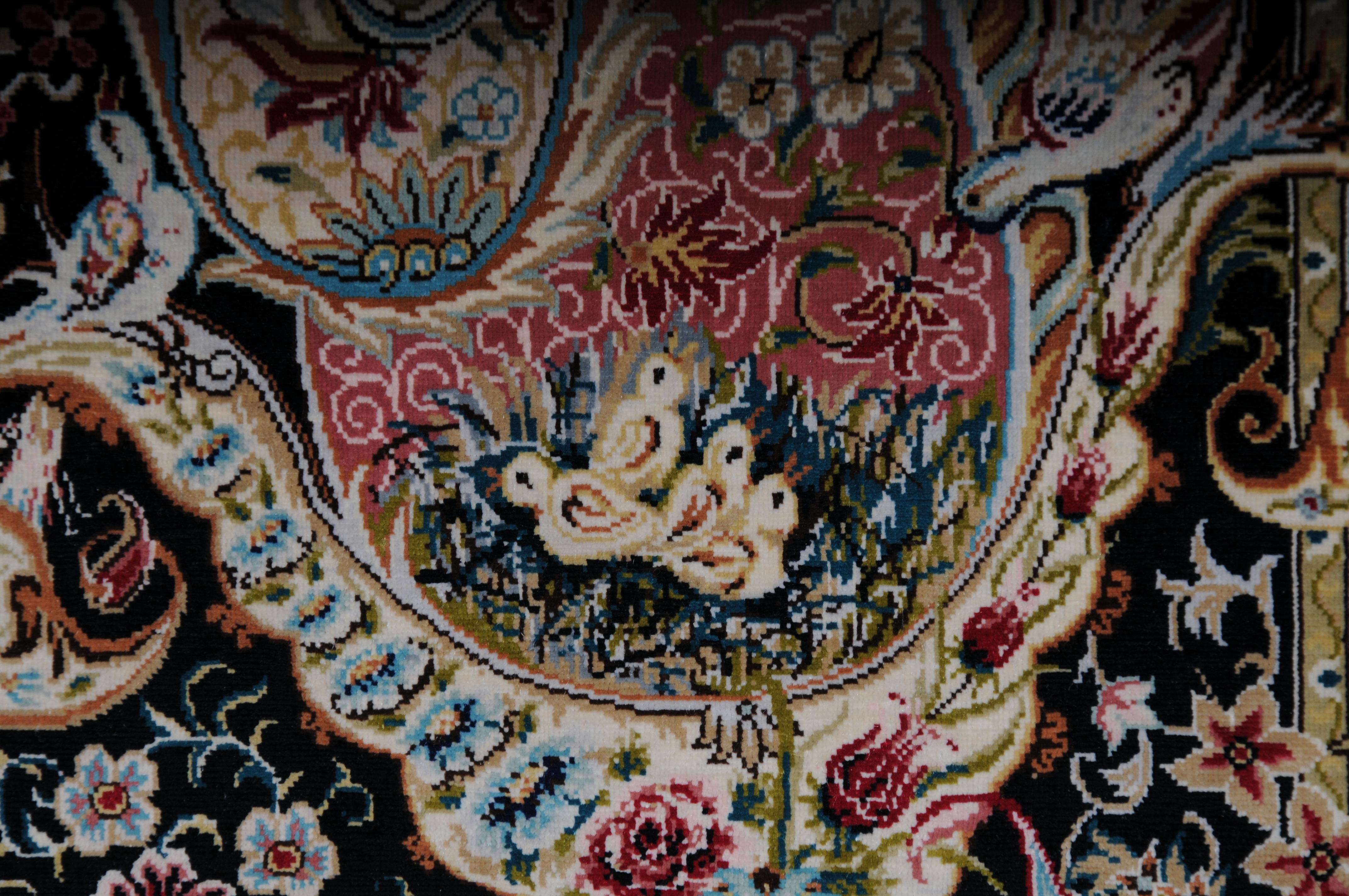 Ozipek silk carpet/tapestry Hereke signed, 20th Century 2
