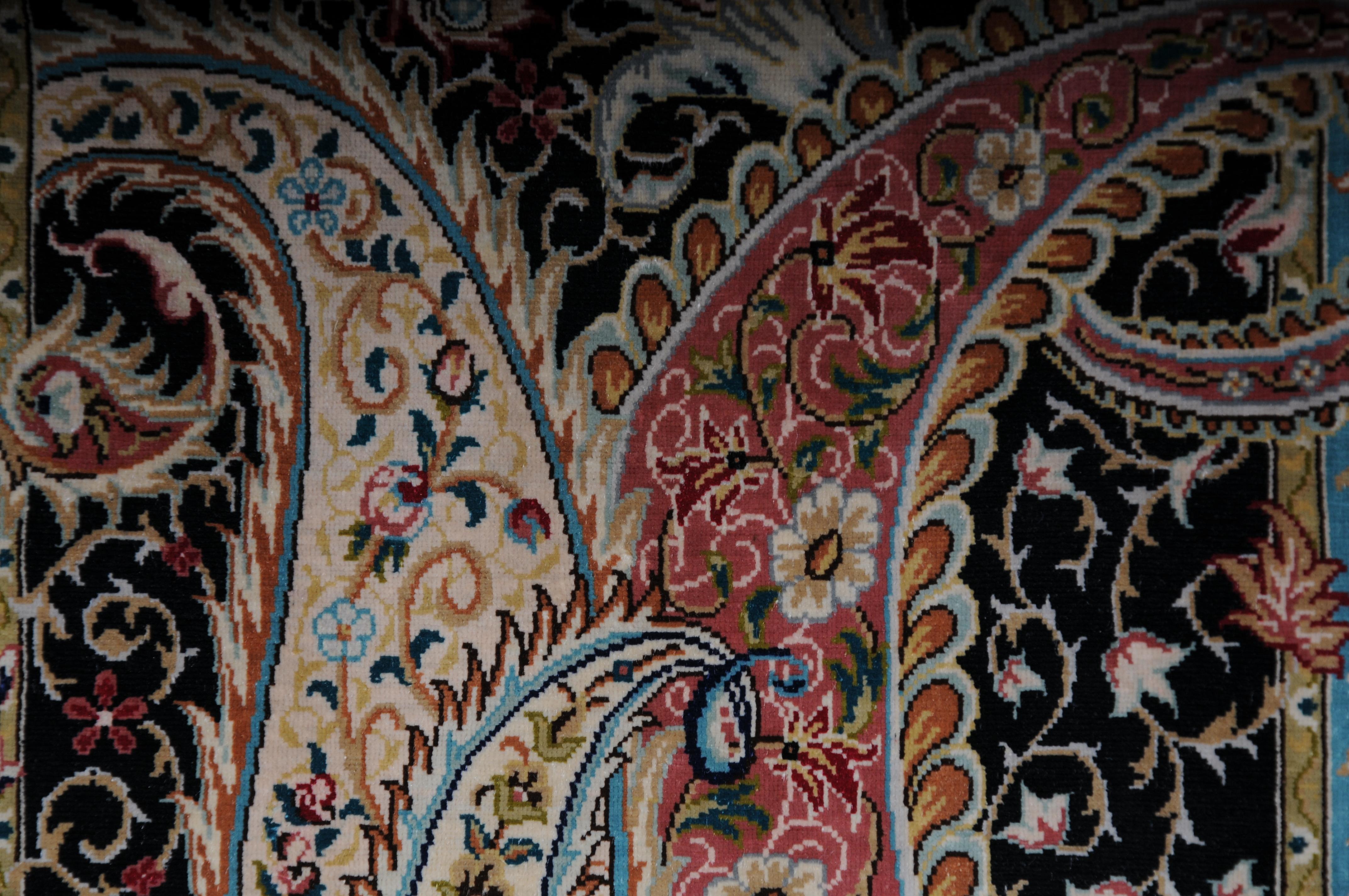 Ozipek silk carpet/tapestry Hereke signed, 20th Century 3