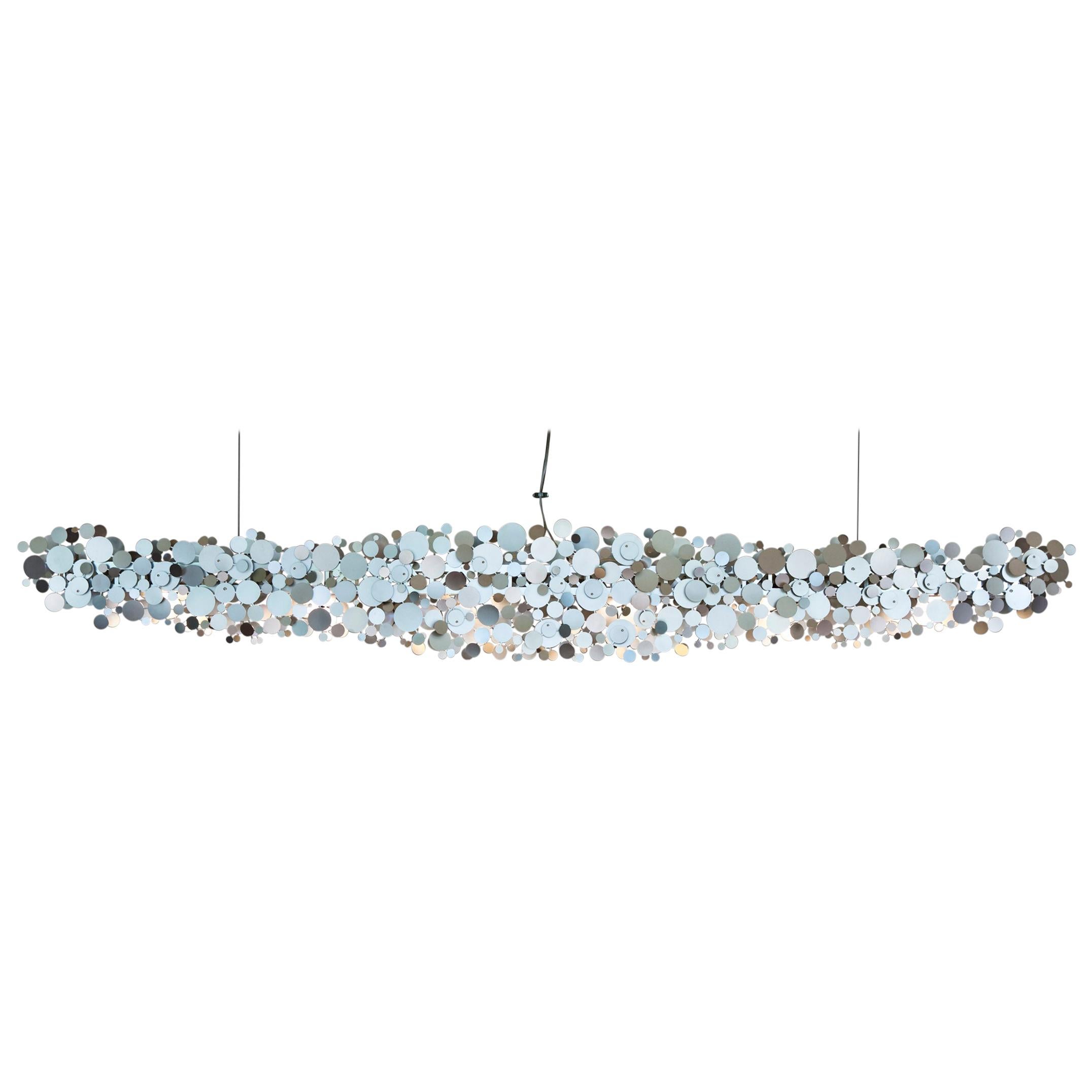 Ozone Linear Chandelier in Stainless Steel by David D’Imperio For Sale