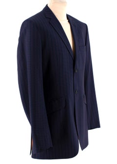Ozwald Boateng Red & Blue Striped Wool Single Breasted Suit - Size L