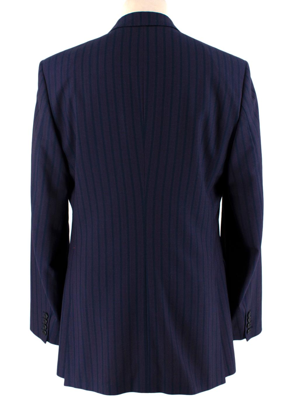 Black Ozwald Boateng Red & Blue Striped Wool Single Breasted Suit - Size L