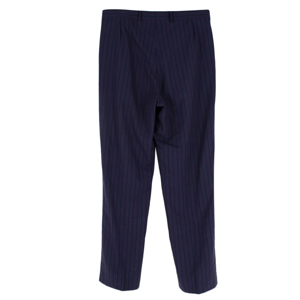 Men's Ozwald Boateng Red & Blue Striped Wool Single Breasted Suit - Size L