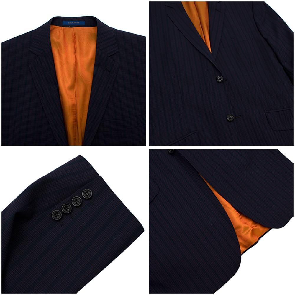 Ozwald Boateng Red & Blue Striped Wool Single Breasted Suit - Size L 2