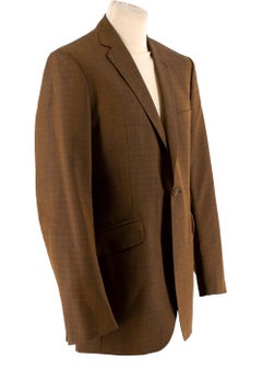 Ozwald Boateng Tan-Ocre Checkered Wool Blend Single Breasted Suit - Size L 40R
