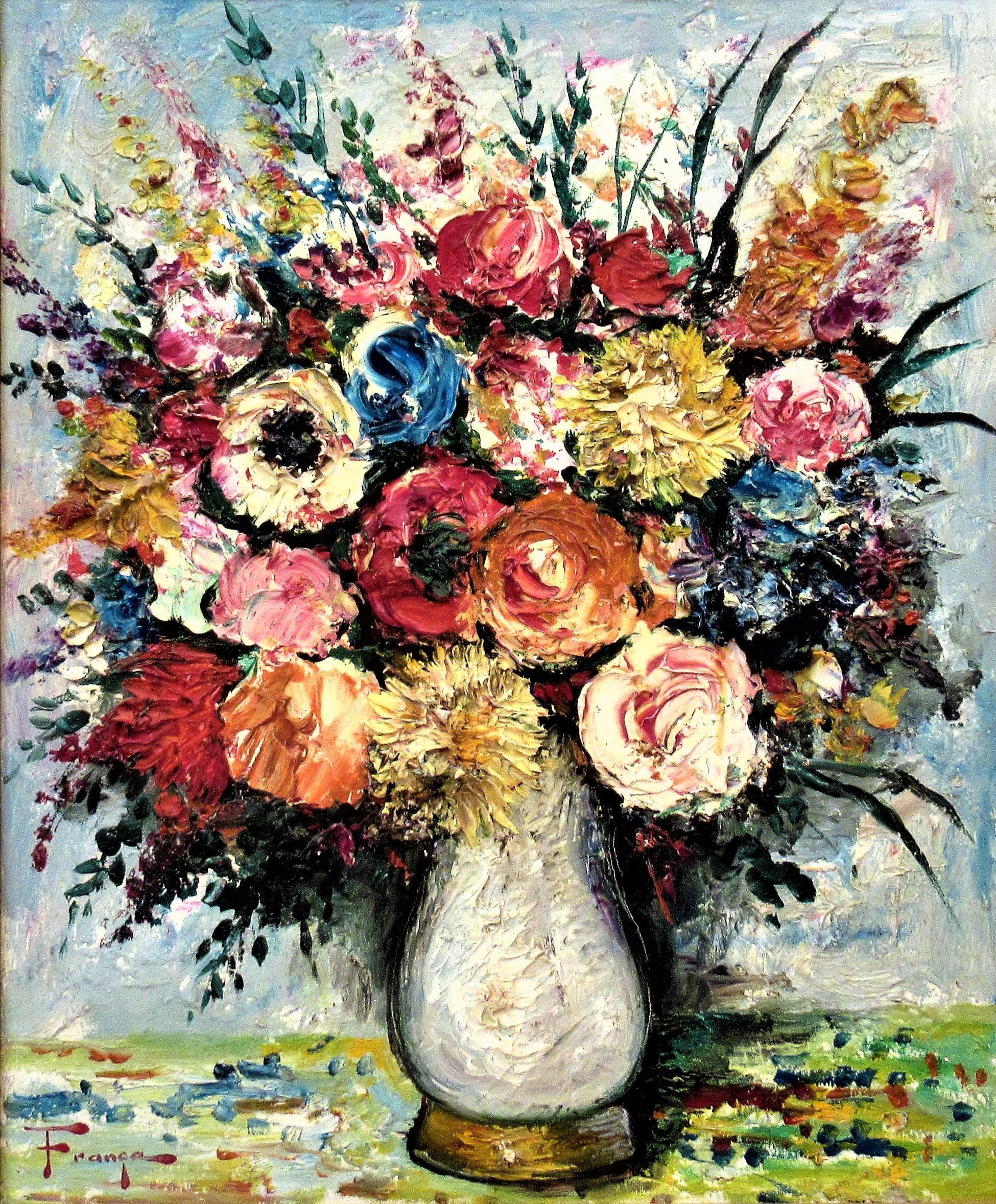 Still life Flowers in a Vase II - Painting by Ozz Franca