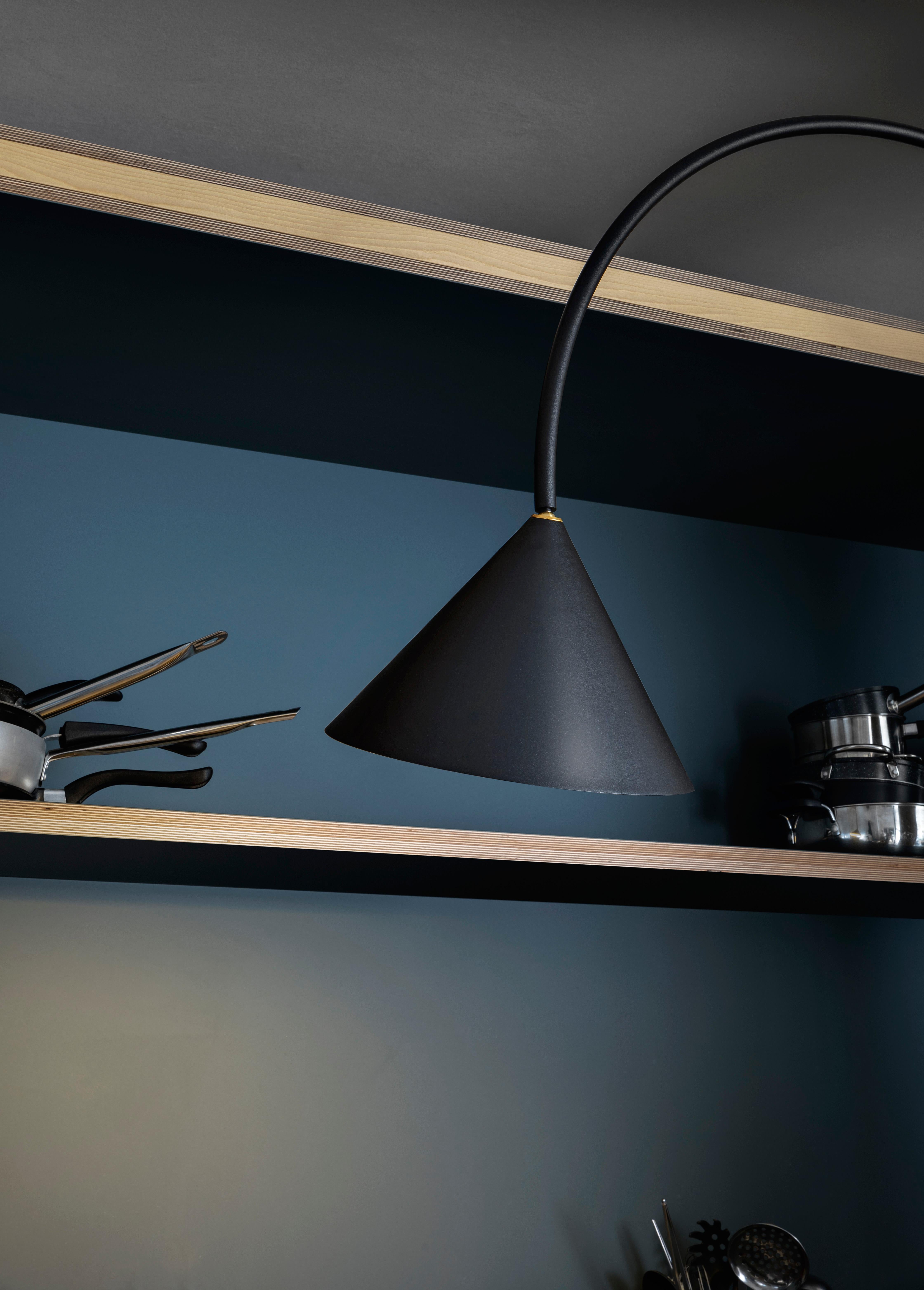 Modern Ozz Lacquered Black Metal Wall Lamp with Cable, Paolo Cappello & Simone Sabatti For Sale