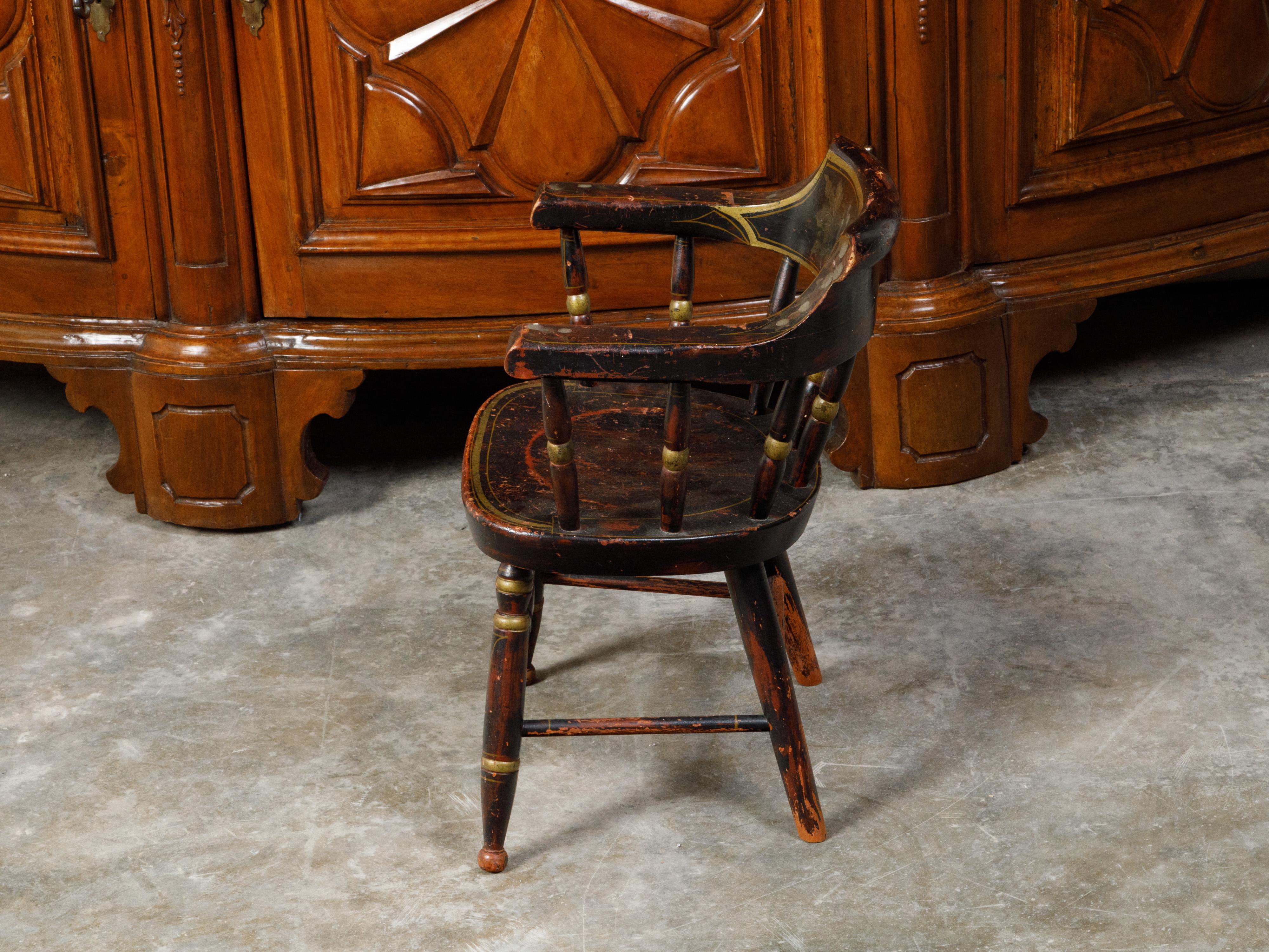 American 19th Century Lambert Hitchcock's Child Chair with Black and Gold Tones  For Sale 2