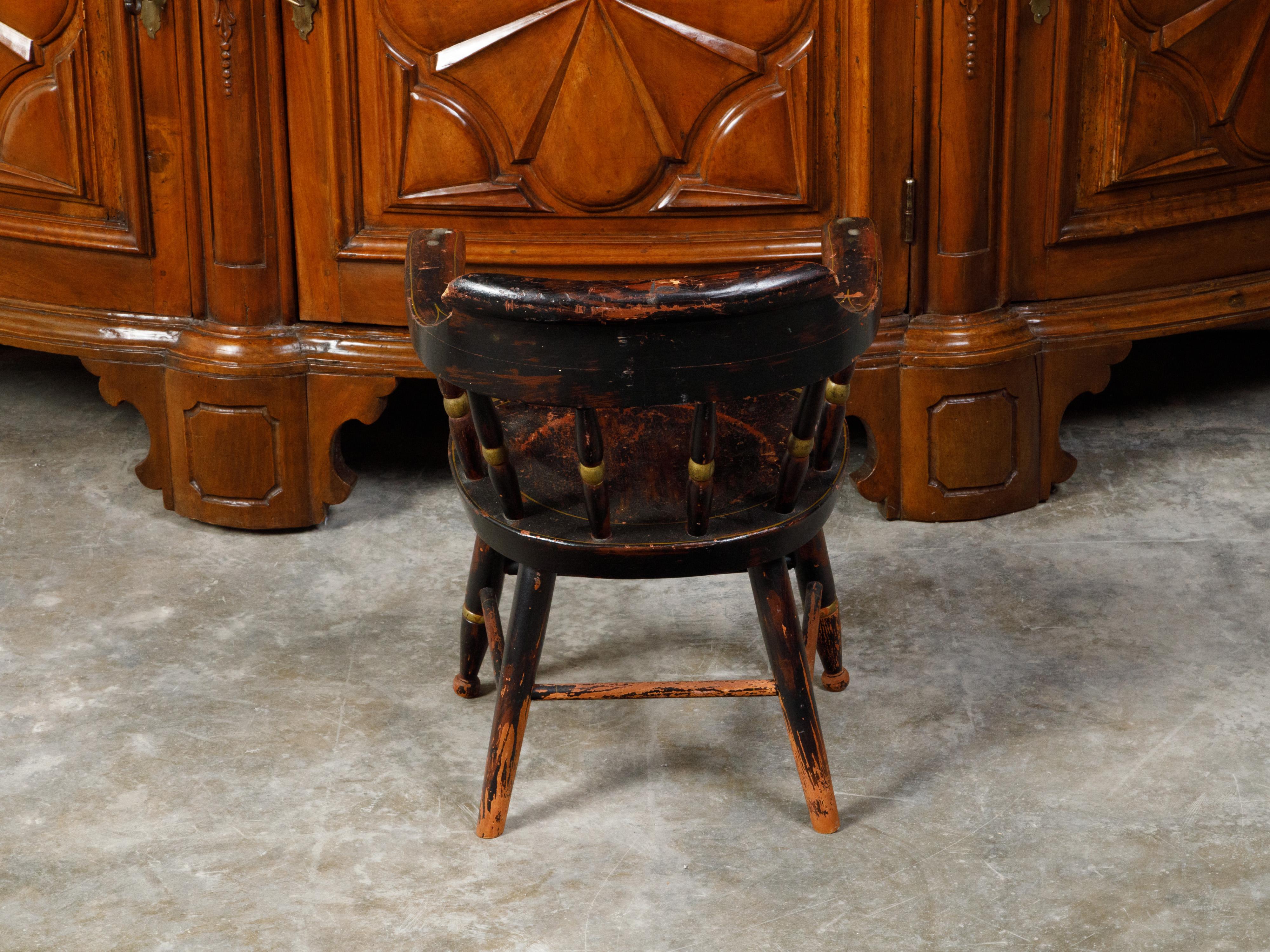 American 19th Century Lambert Hitchcock's Child Chair with Black and Gold Tones  For Sale 3
