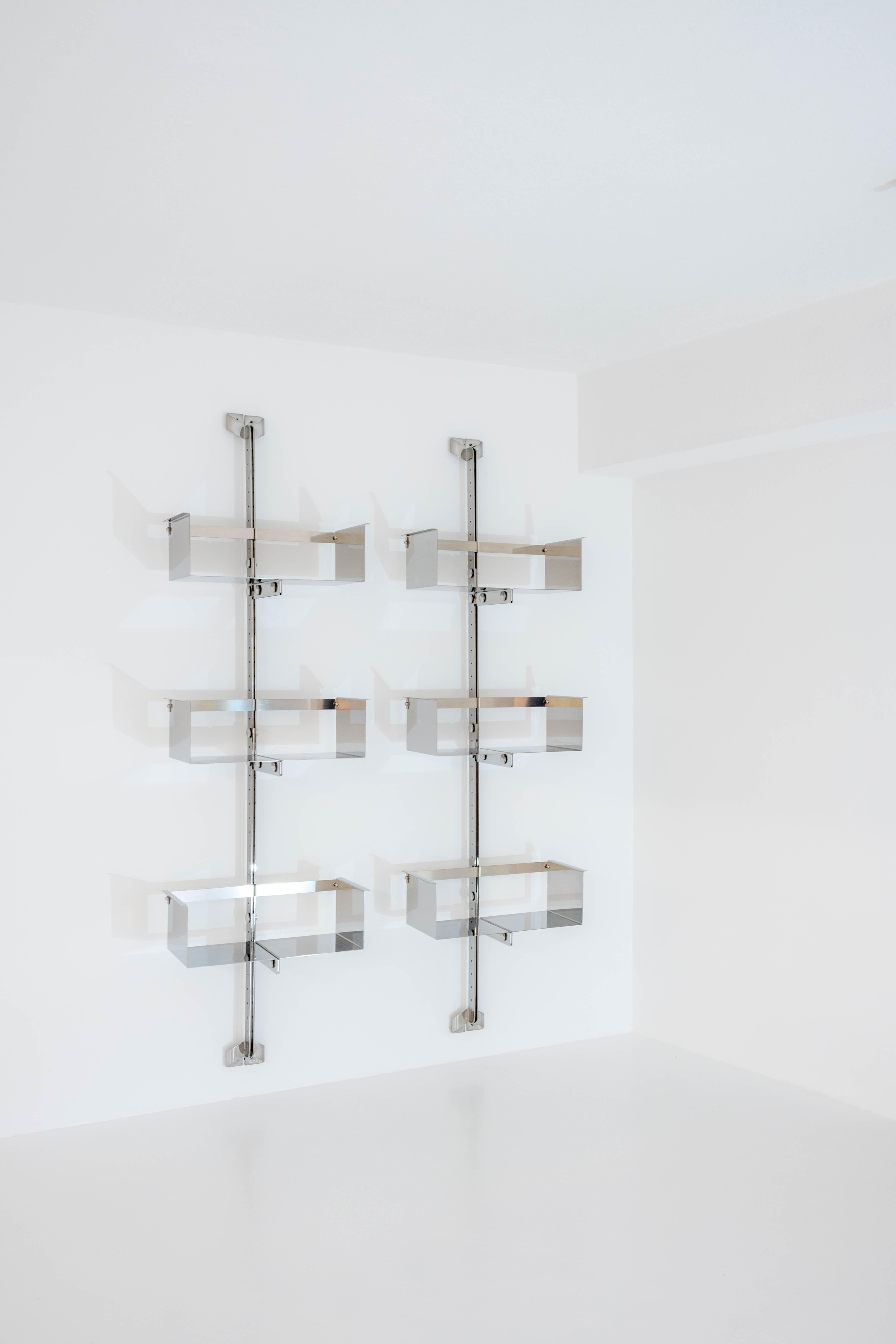 P 700 Wall-Mounted Metal Shelves by Vittorio Introini for Saporiti, Italy 1960sw In Good Condition In Munster, NRW
