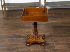 English 19th Century Tray Top Table with Pedestal and Quadripartite Base
