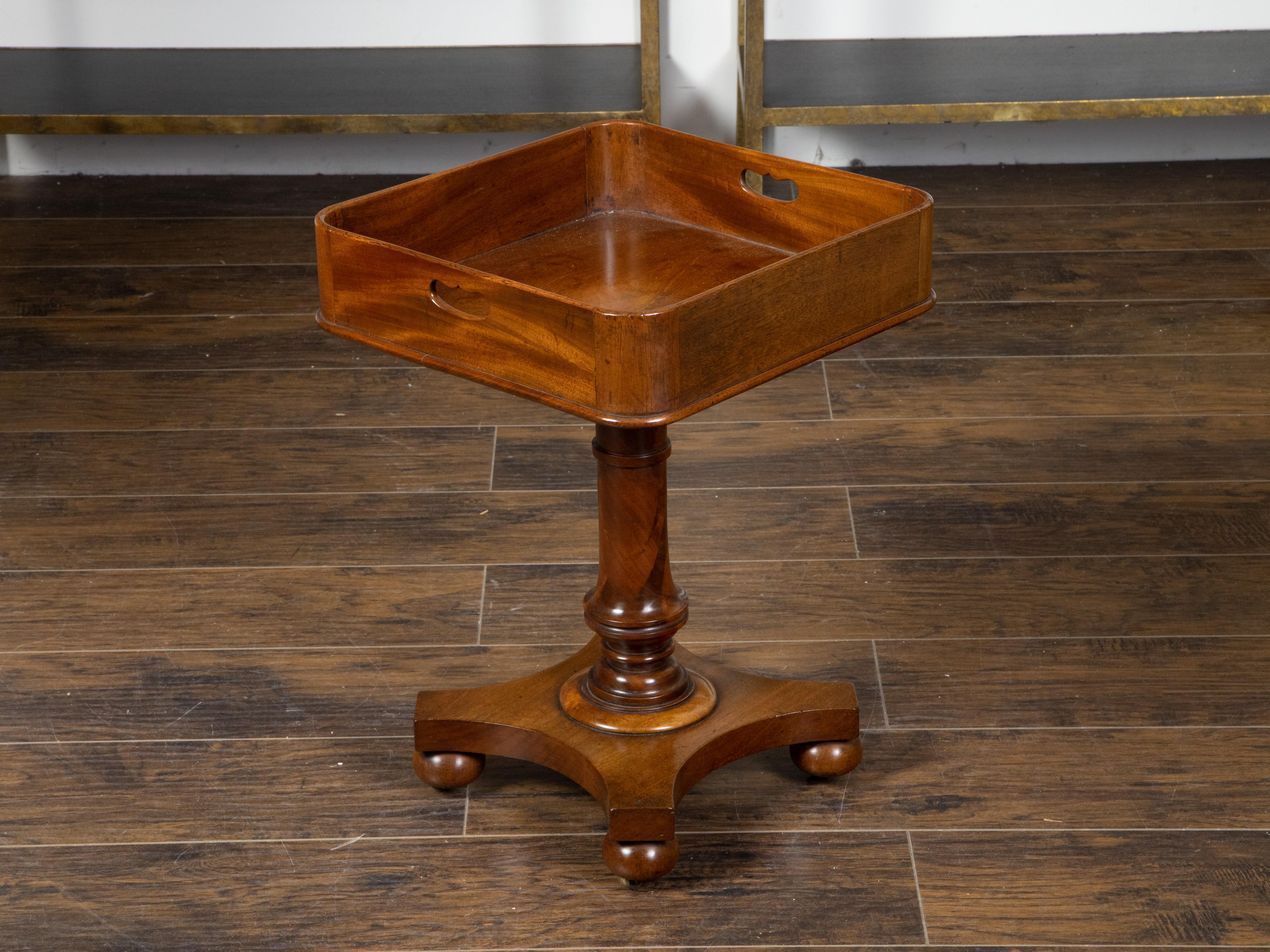 English 19th Century Tray Top Table with Pedestal and Quadripartite Base In Good Condition For Sale In Atlanta, GA