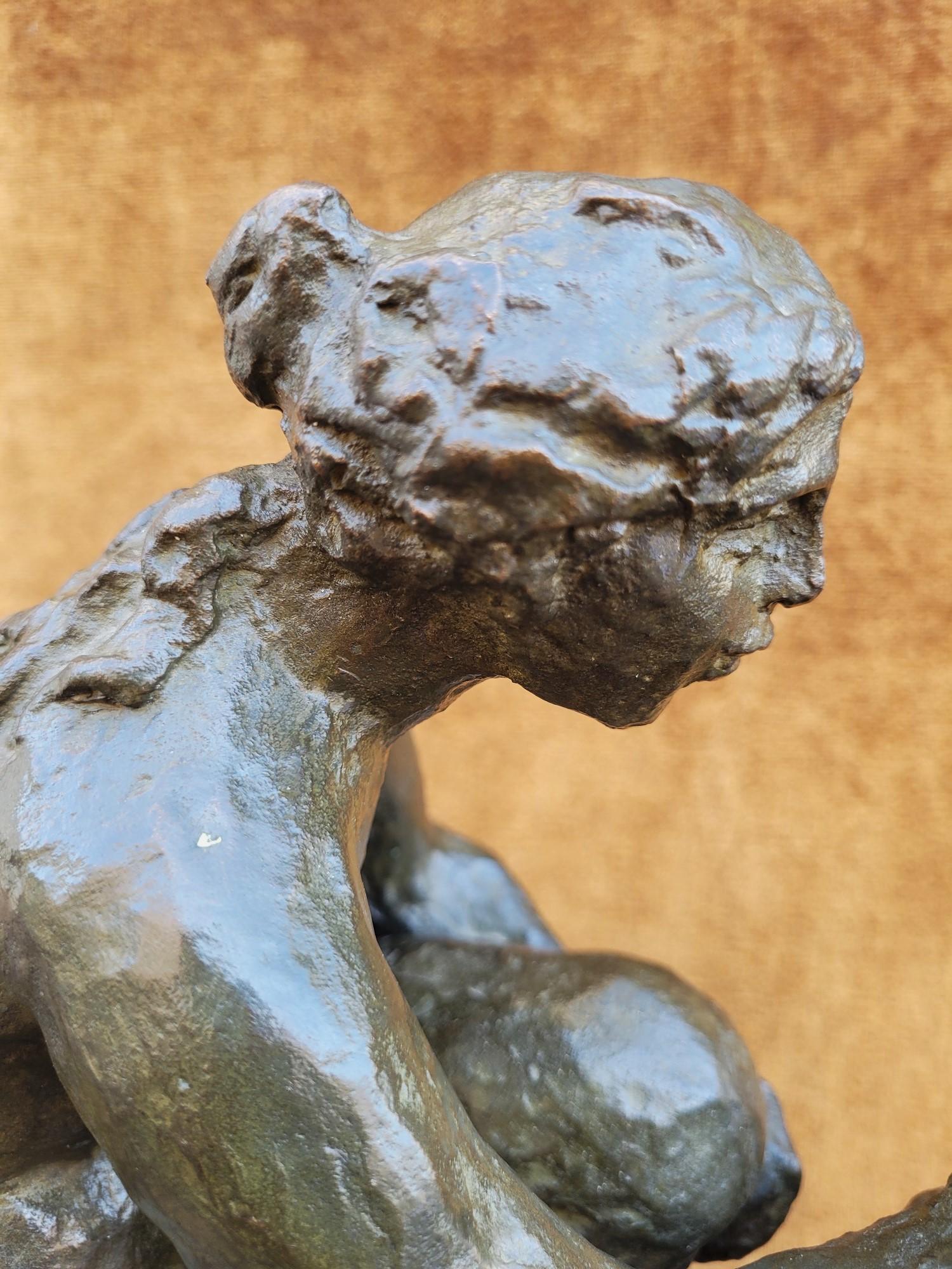 Art Nouveau A.R. P. & R. P., la Laveuse, bronzo firmato, XX secolo in vendita
