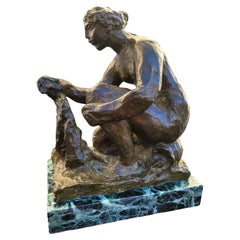 P-A Renoir & R Guino, la Laveuse, bronze signé, XXe siècle