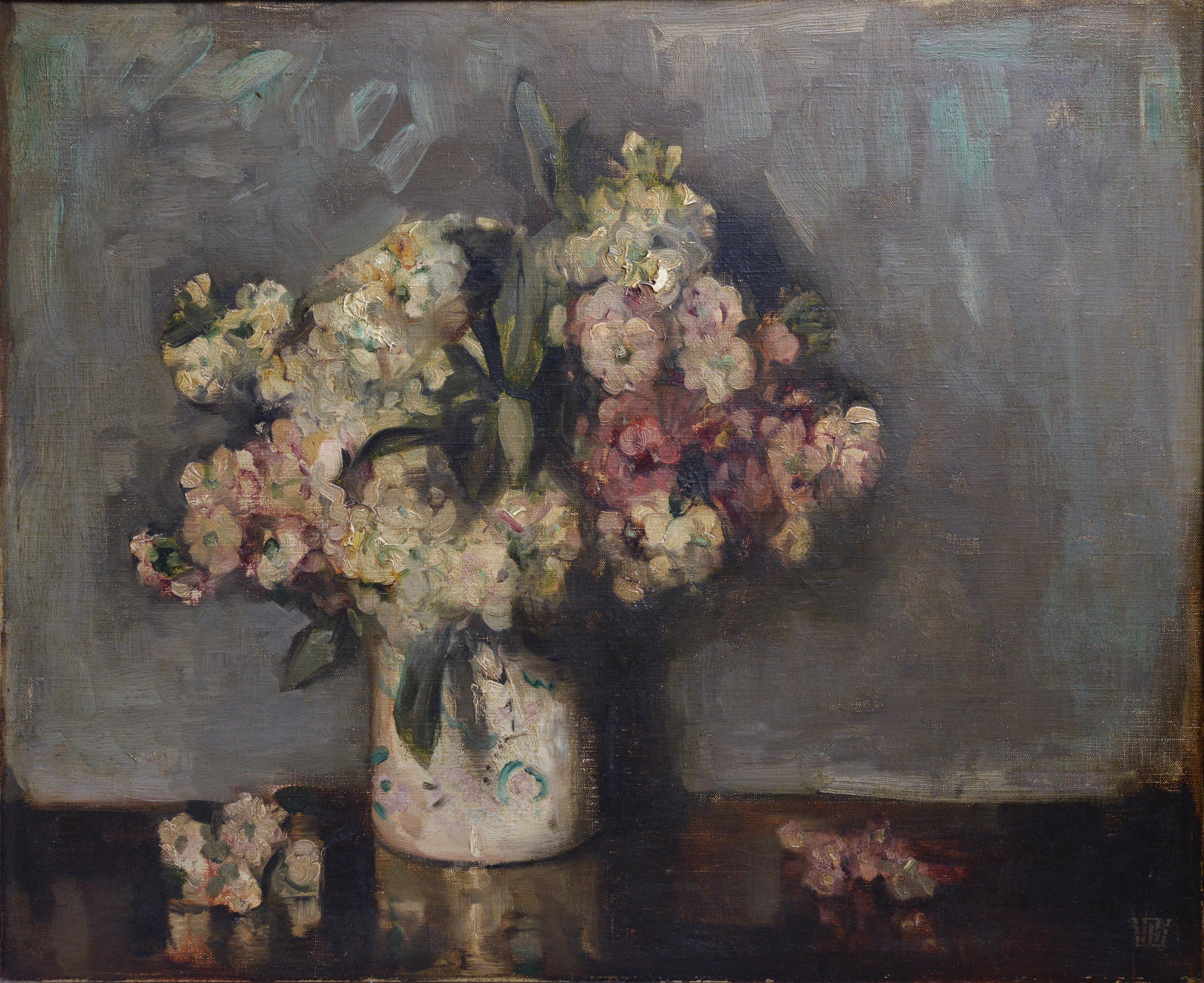 Nature morte moderne russe Bouquet de fleurs Début du 20e siècle Peinture à l'huile  - Painting de P. A. Schillingovsky