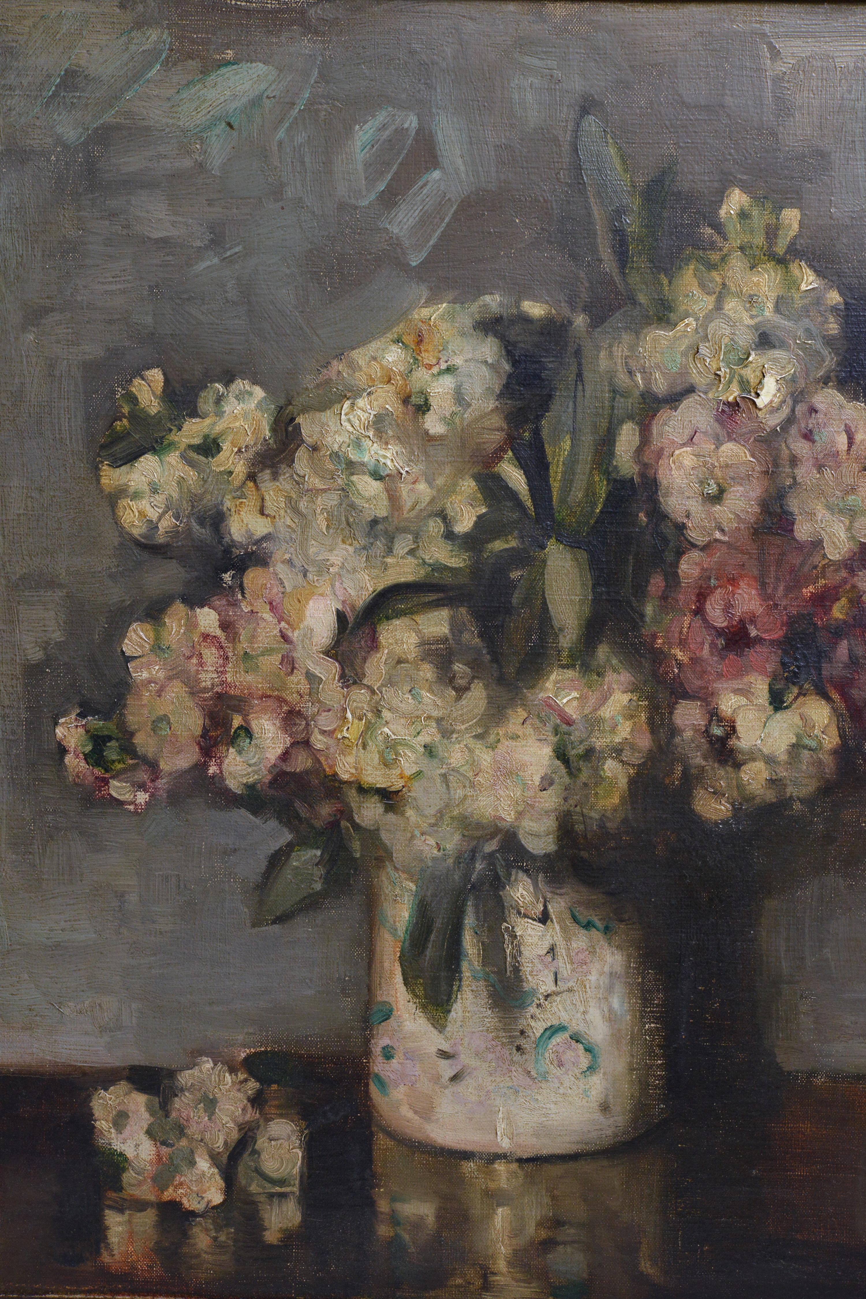 Nature morte moderne russe Bouquet de fleurs Début du 20e siècle Peinture à l'huile  - Marron Still-Life Painting par P. A. Schillingovsky