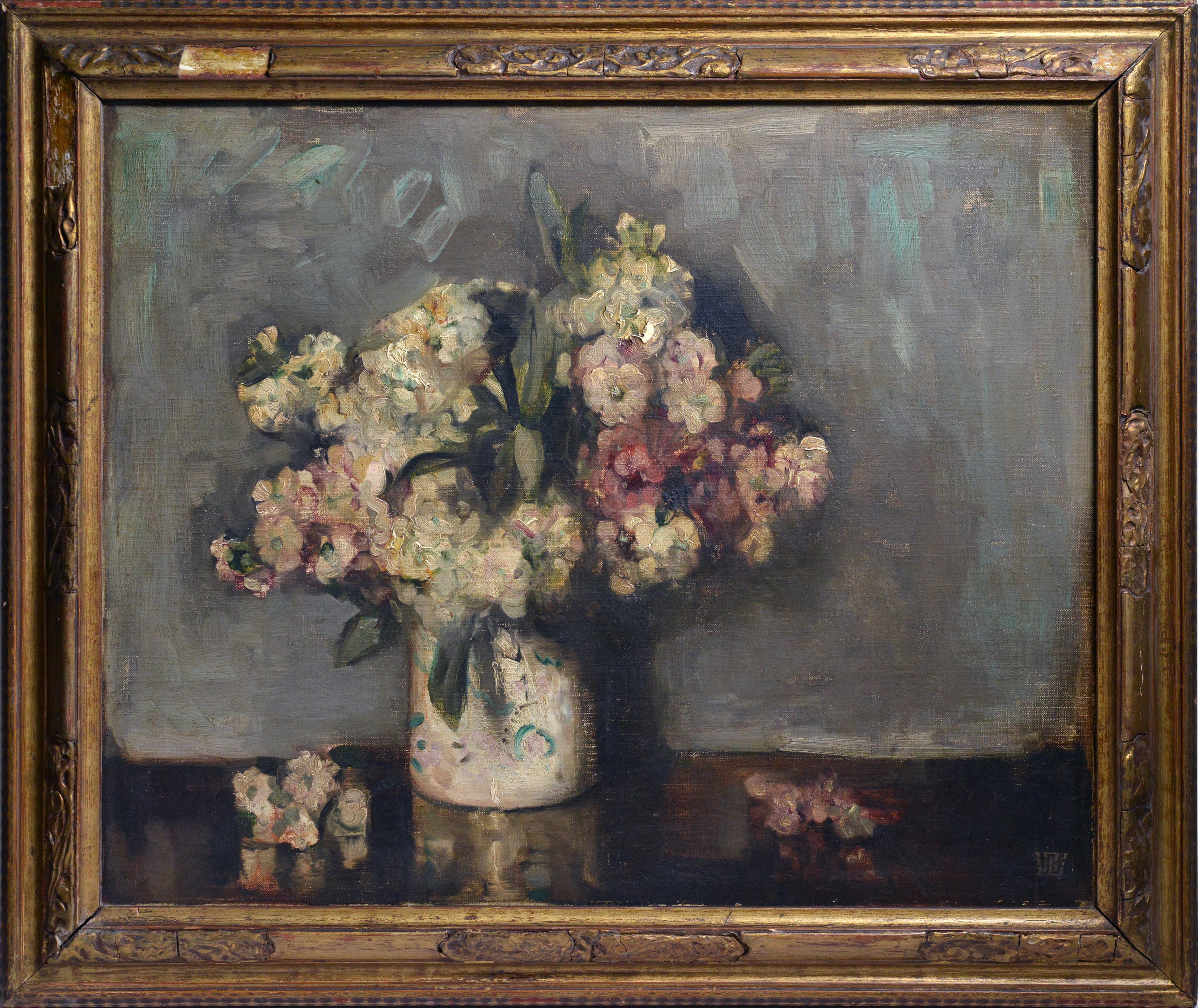 Still-Life Painting P. A. Schillingovsky - Nature morte moderne russe Bouquet de fleurs Début du 20e siècle Peinture à l'huile 