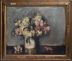 Antique Russian Modern Still life Bouquet of flowers Early 20th century Oil painting 