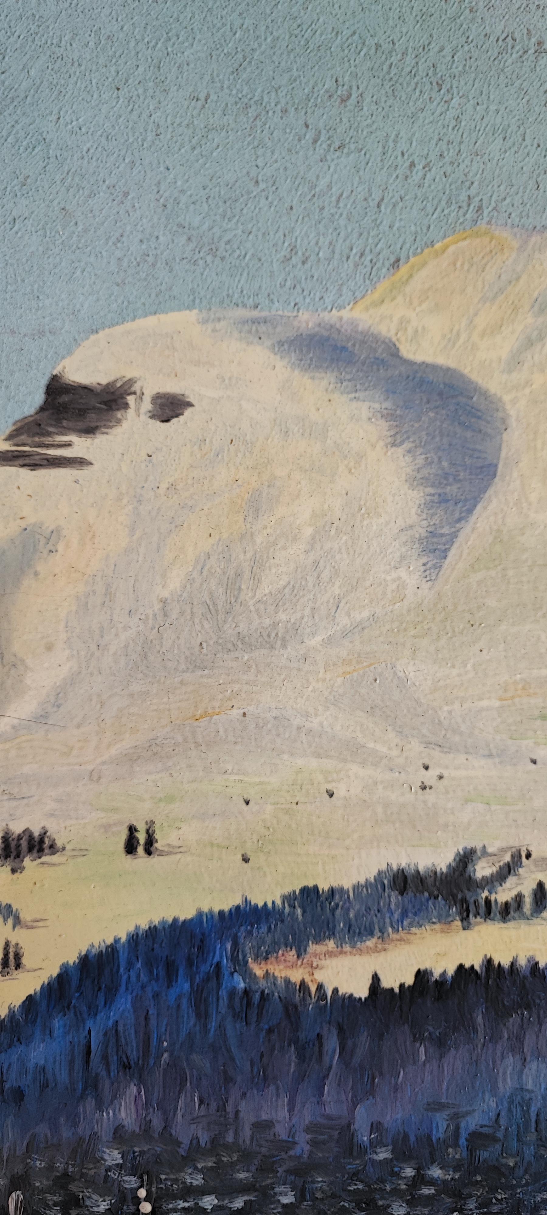 Berglandschaft und verschneite Tanne im Angebot 4