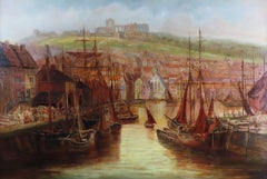 Original Oil on Canvas by P. B. Hebblethwaite, "Whitby Bay, Evening"