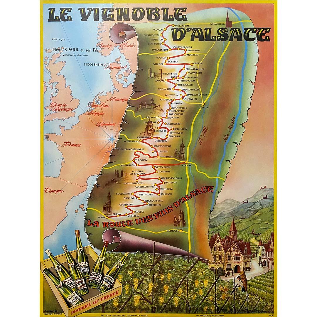 1963 original poster Le Vignoble d'Alsace, la Route des Vins d'Alsace - Print by P. Barbier