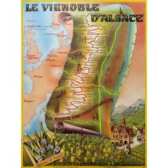 Retro 1963 original poster Le Vignoble d'Alsace, la Route des Vins d'Alsace
