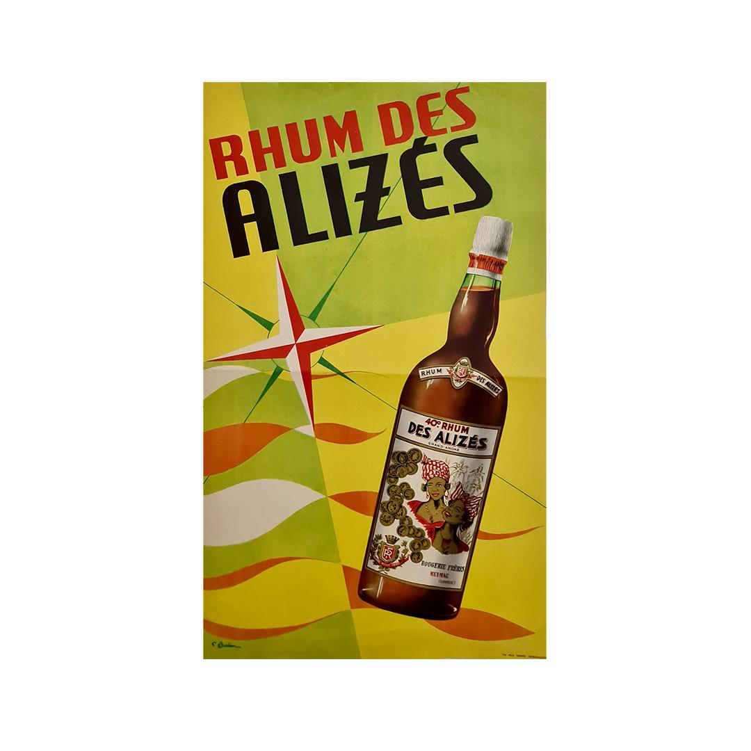 Original Advertising poster for the Rhum des alizés - Aclohol - Rum For Sale 1