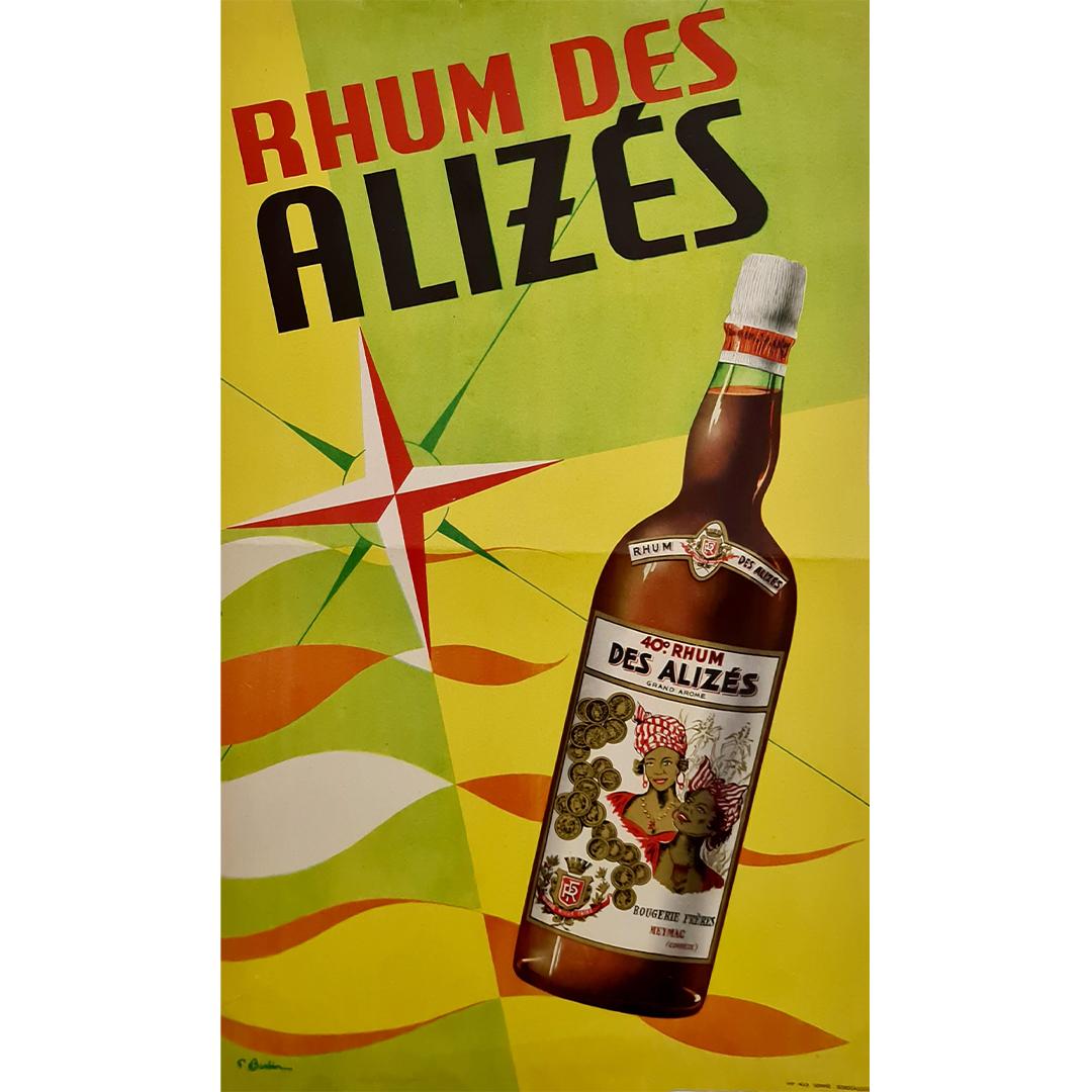 Original Advertising poster for the Rhum des alizés - Aclohol - Rum - Print by P. Barbier