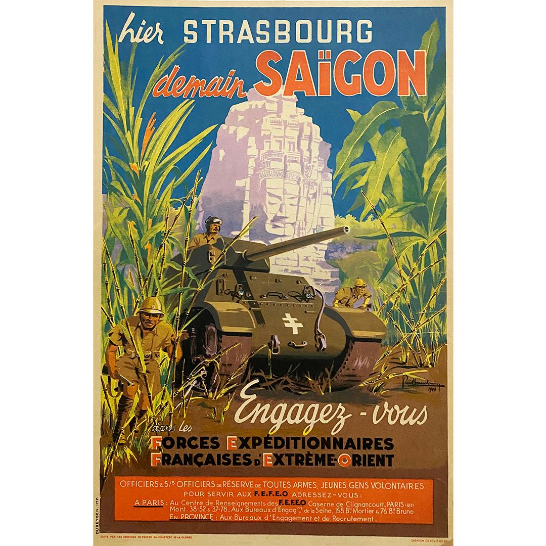 original poster made in 1944 by P. Baudouin Hier Strasbourg demain Saigon For Sale 2