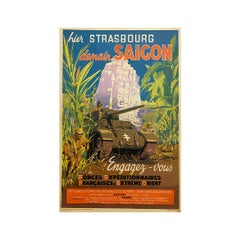 Vintage original poster made in 1944 by P. Baudouin Hier Strasbourg demain Saigon