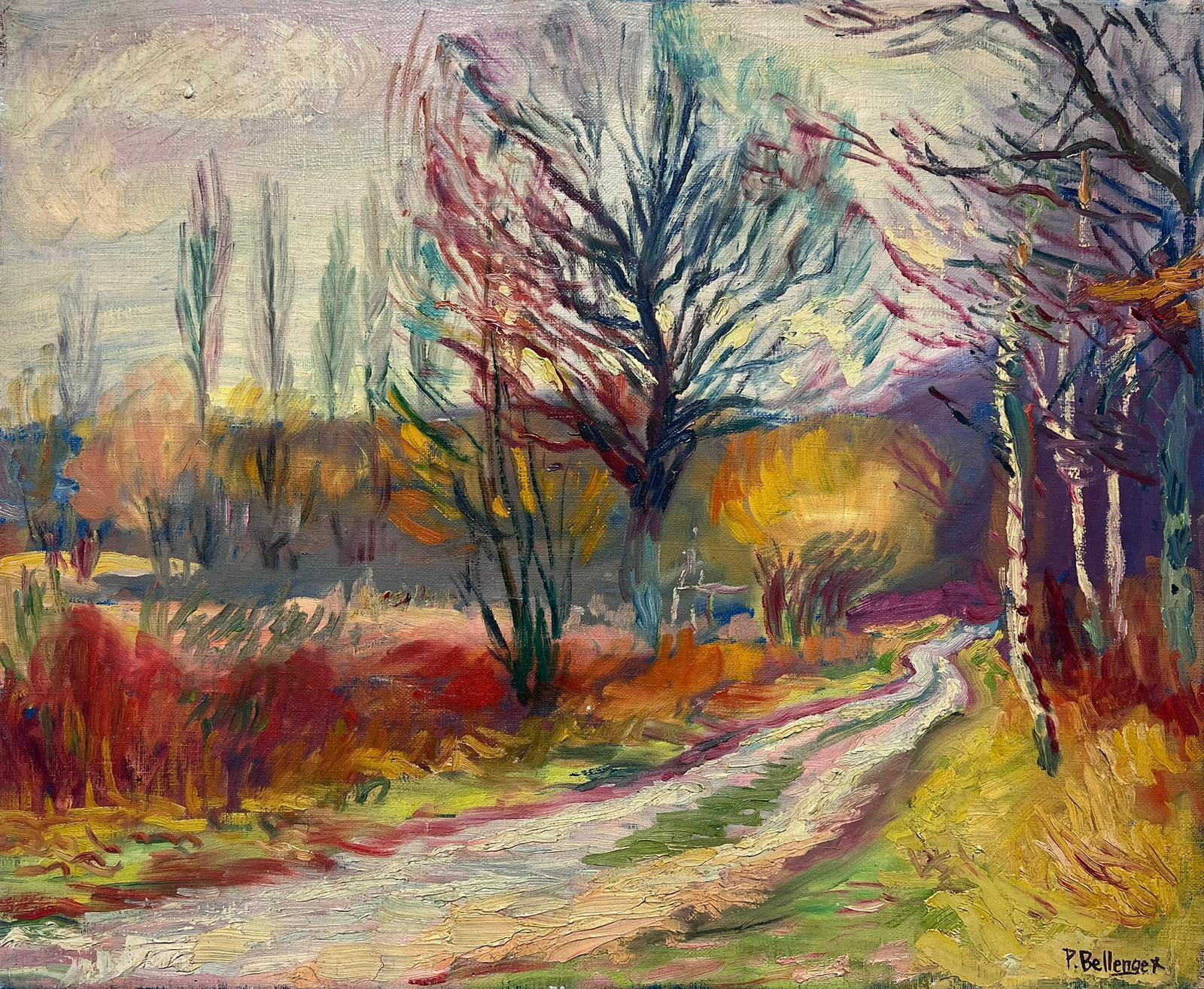 P. Bellenger (French Impressionist) Landscape Painting - 20th Century French Impressionist Oil Painting Autumnal Landscape Large Canvas
