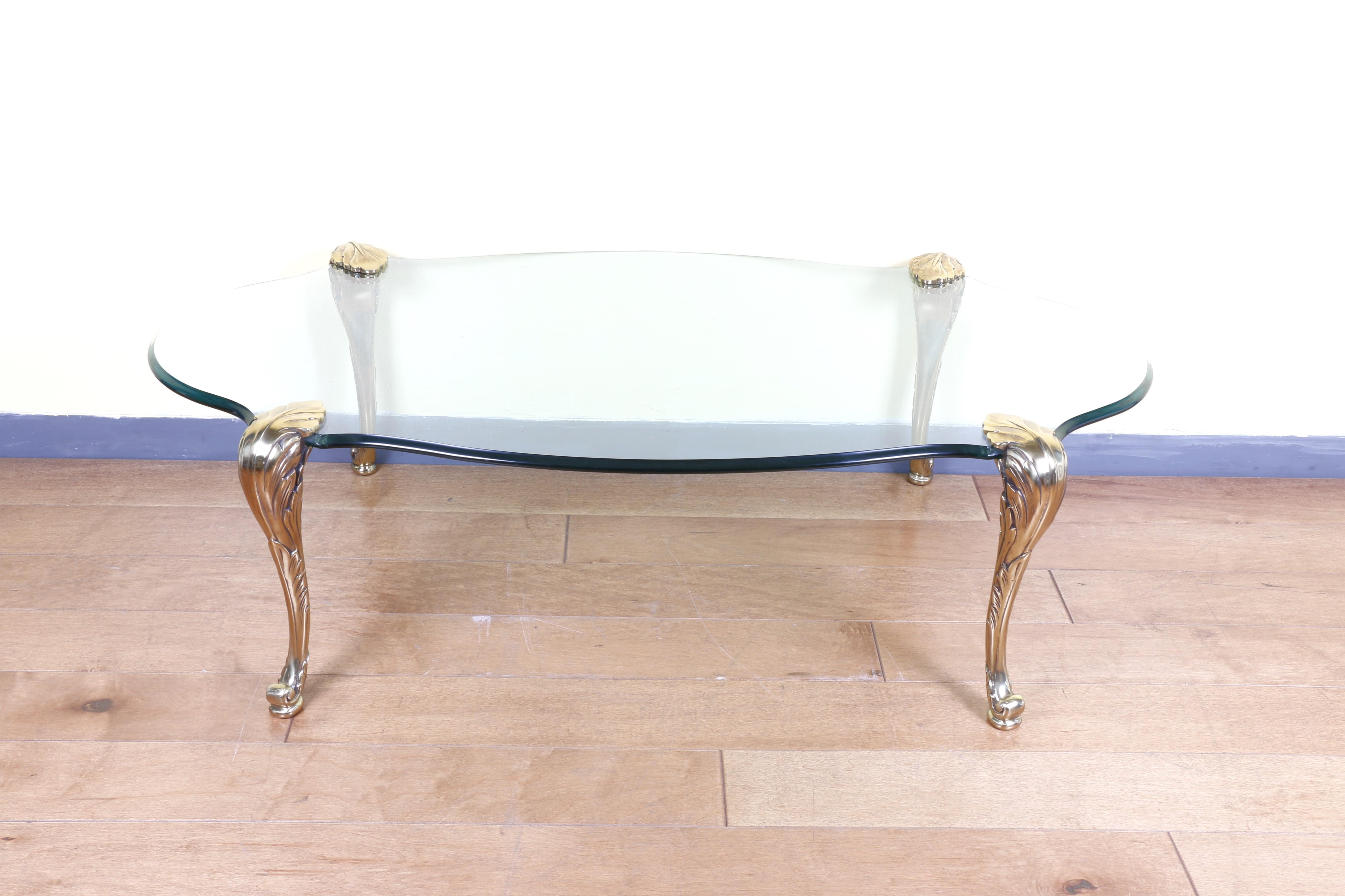 Mid-20th Century P. E. Guerin Brass and Glass Coffee Table