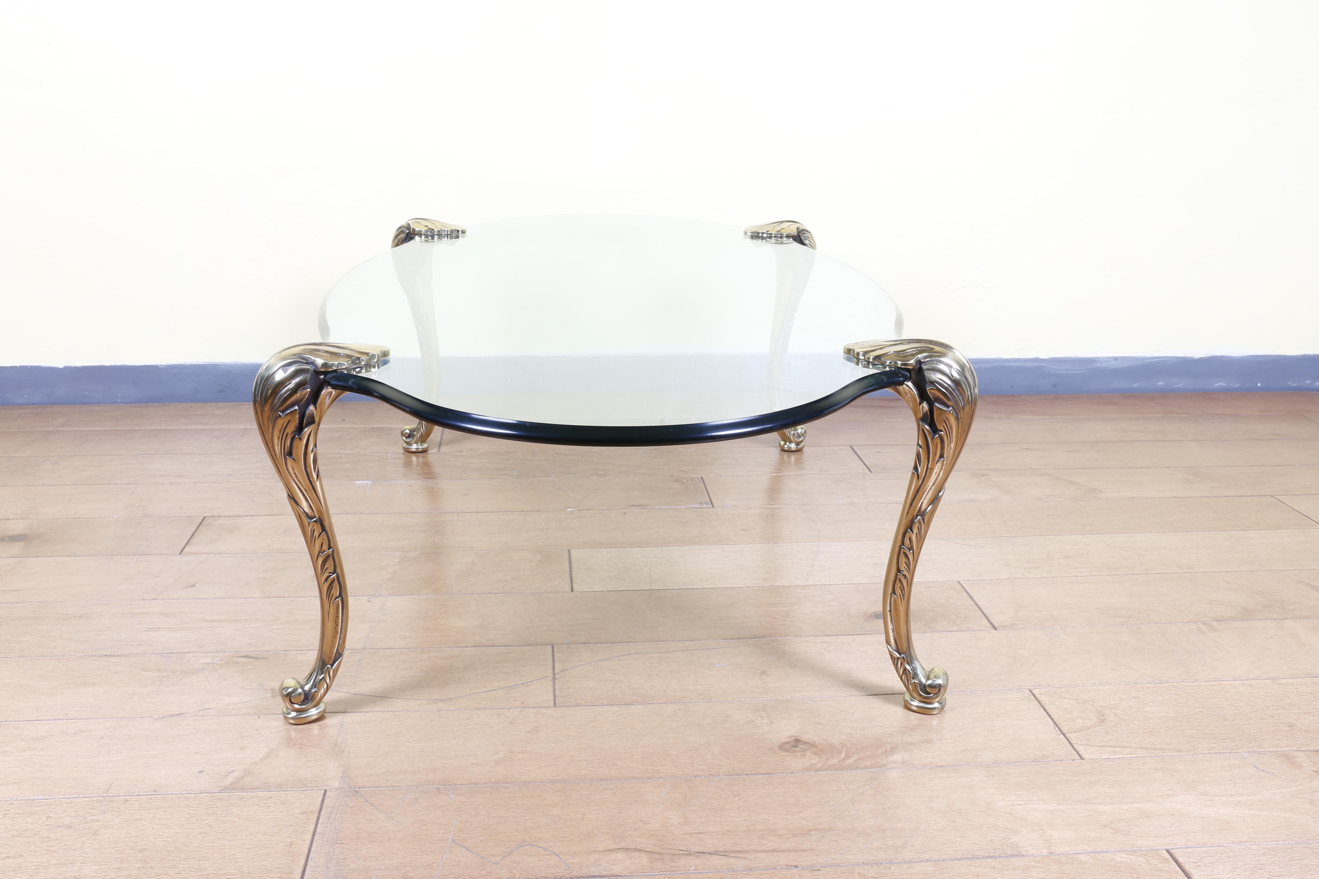 P. E. Guerin Brass and Glass Coffee Table For Sale 1