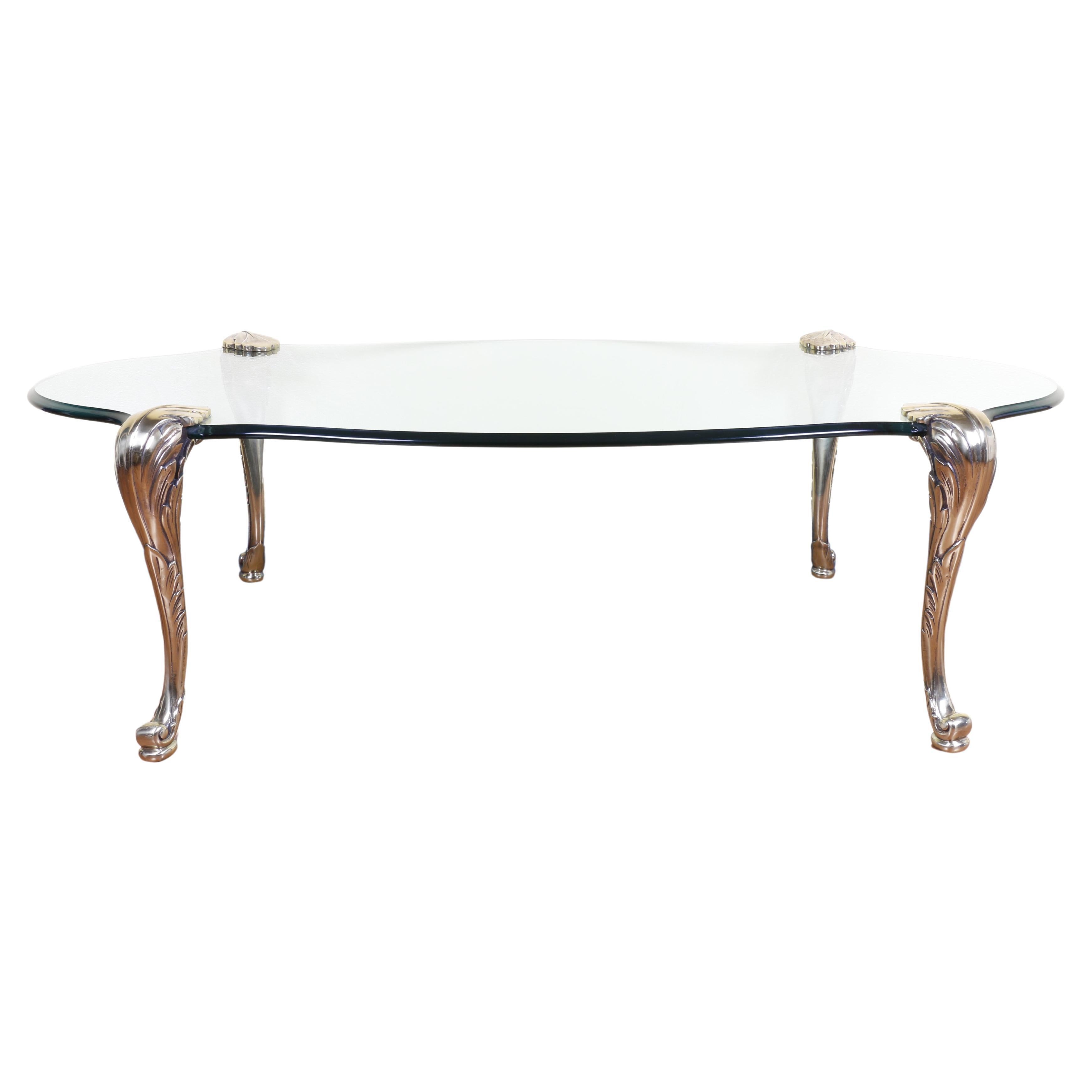 P. E. Guerin Brass and Glass Coffee Table For Sale