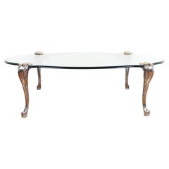 P. E. Guerin Table basse en laiton et verre