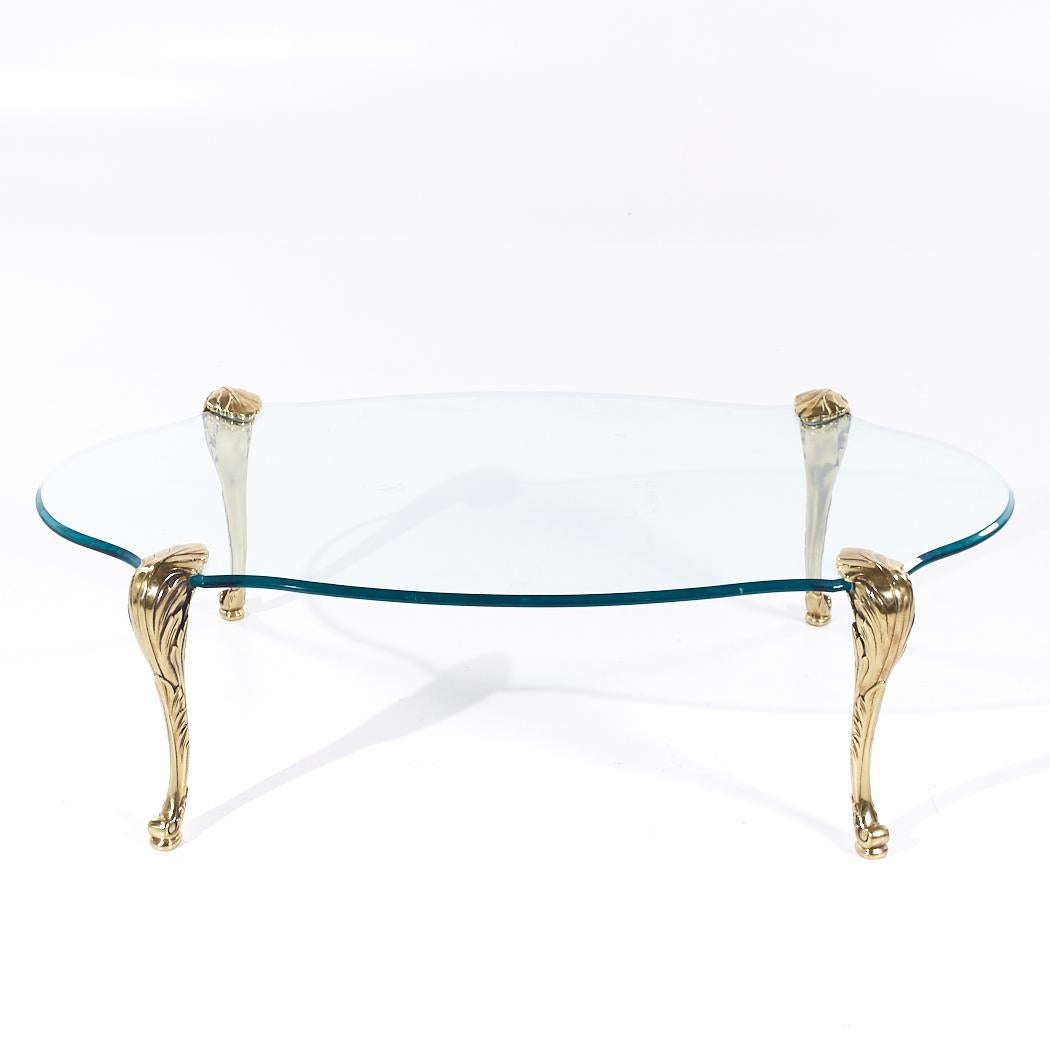 Table basse en laiton et verre de style P E Guerin Bon état - En vente à Countryside, IL